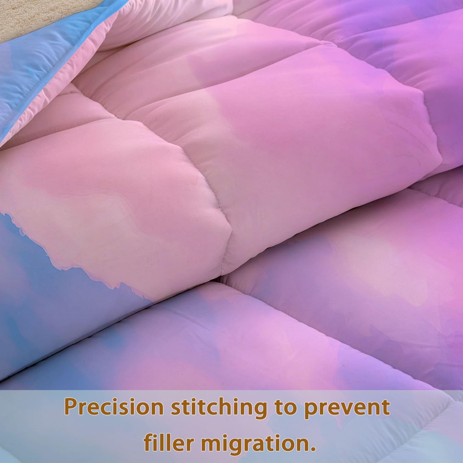 Générique Trapunta 200 x 220 cm Acquarello Sognatore Nuvole Arte - Piumino senza fodera reversibile stampato 4 stagioni blu-viola - Piumino lavabile leggero traspirante coperta trapuntata estiva fine