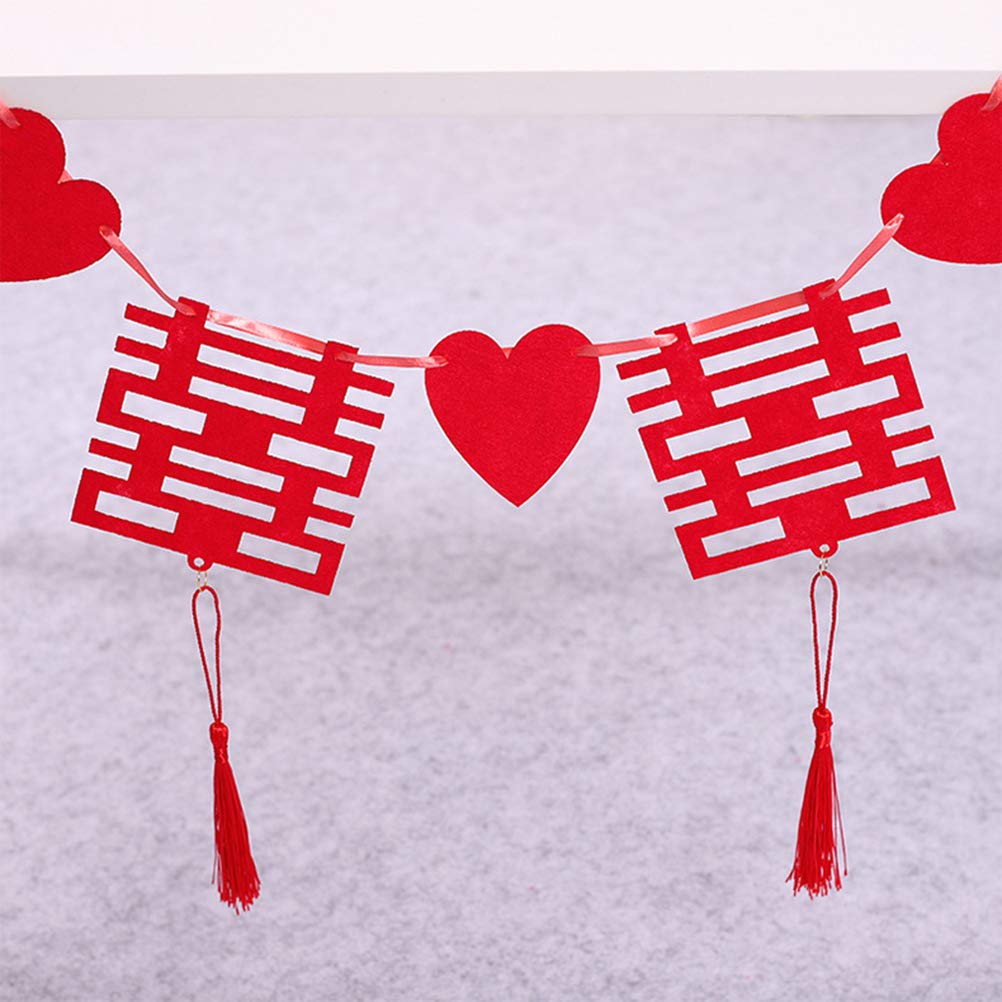 VOSAREA Bannière de Mariage Rouge en Non-tissé 300x24 Cm, Décoration Suspendue Robuste et Facile à Accrocher pour Salle et Fête de Mariage