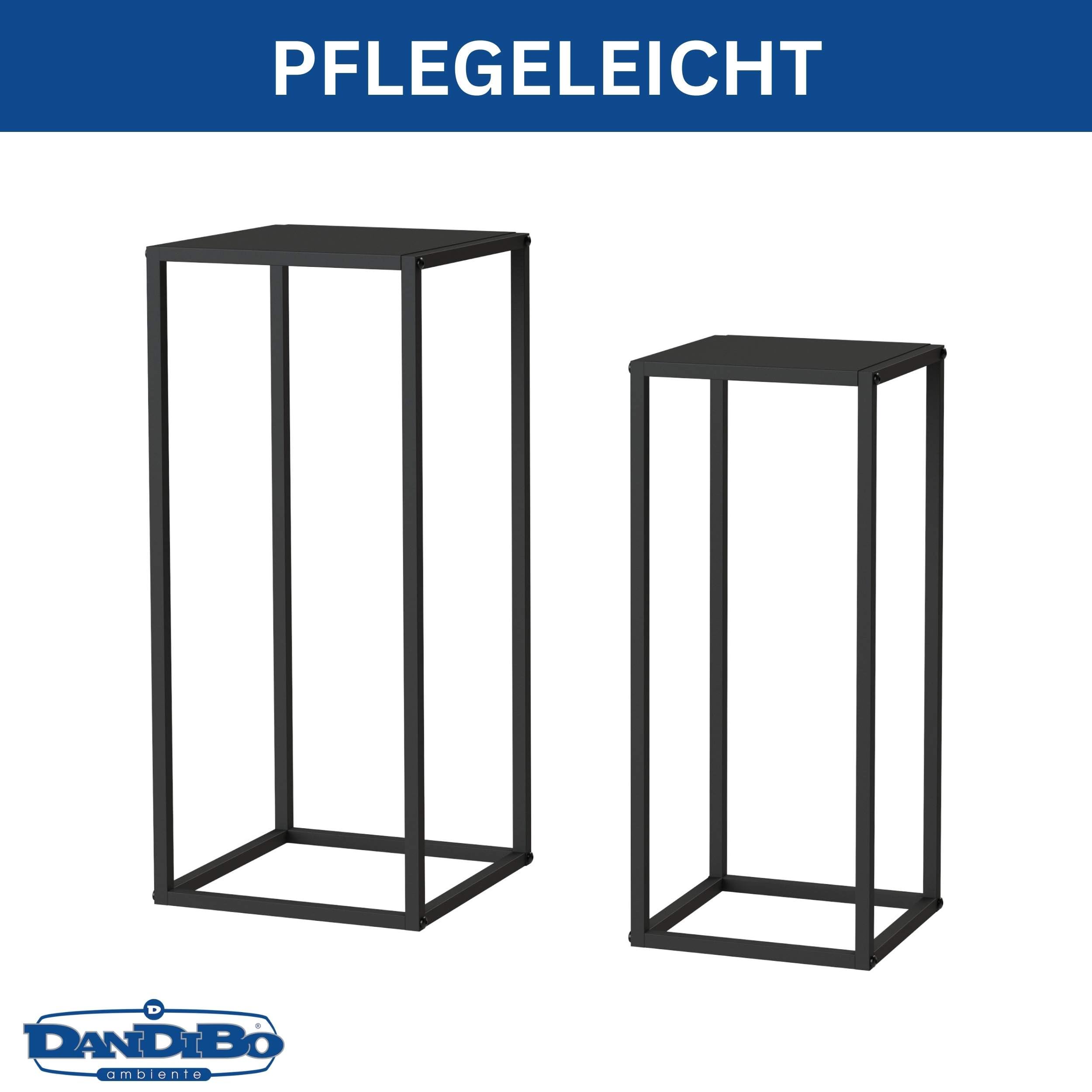 DanDiBo Pflanzenständer Metall Schwarz Eckig 2er Set 60 cm und 70 cm Beistelltisch Blumenhocker Blumenständer Blumensäule Design Modern Pflanzenhocker