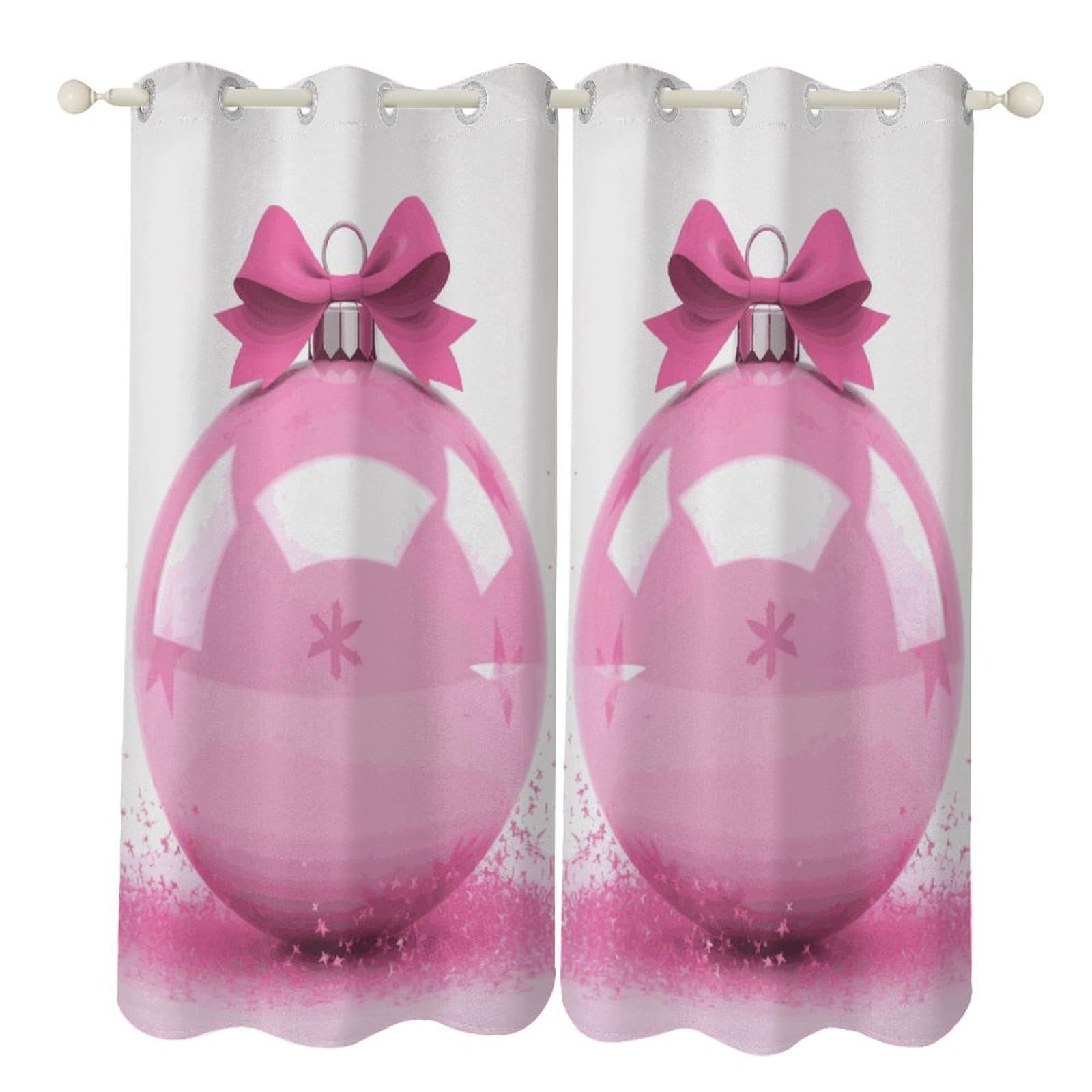 Rideaux de fenêtre isolants boule de Noël rose occultants pour retrouver le sommeil