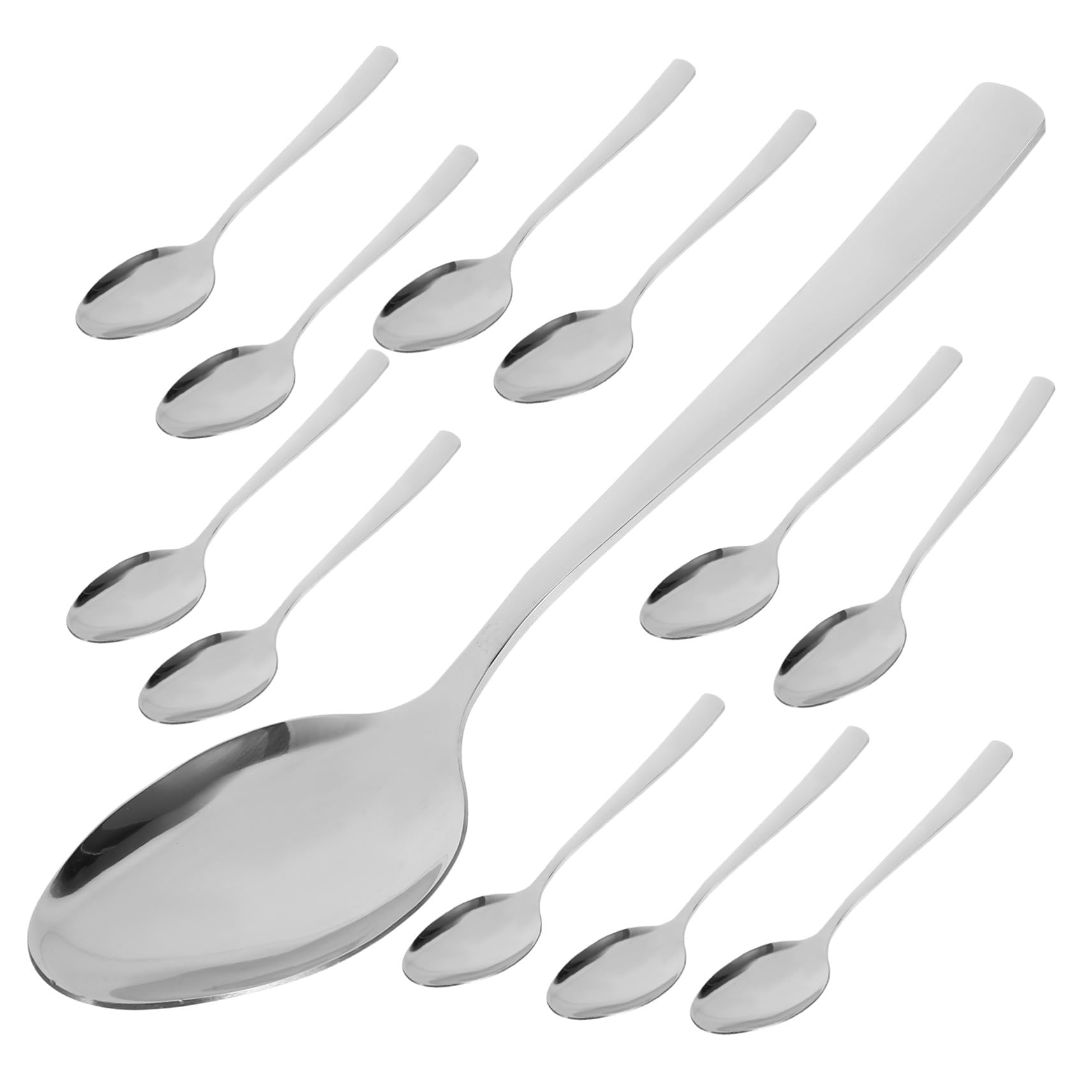 Cuillères de table inox 12 pièces avec poignée carrée ergonomique pour cuisine et restaurant