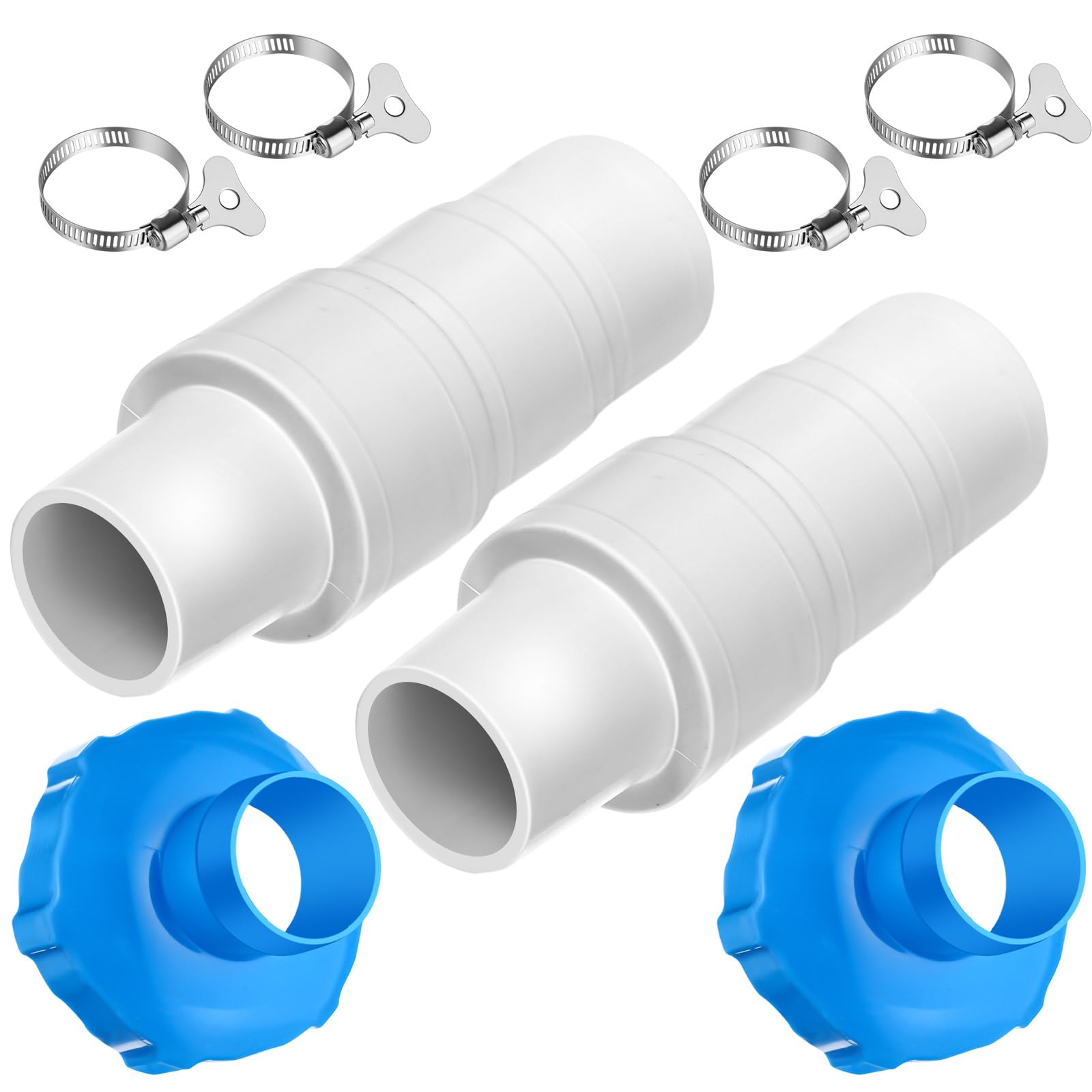 Kit de 8 adaptadores de manguera de piscina, acoplamiento de conector de manguera de 1-1/4 pulgadas o 1-1/2 pulgadas y adaptador de manguera B 11238, abrazadera de manguera de acero