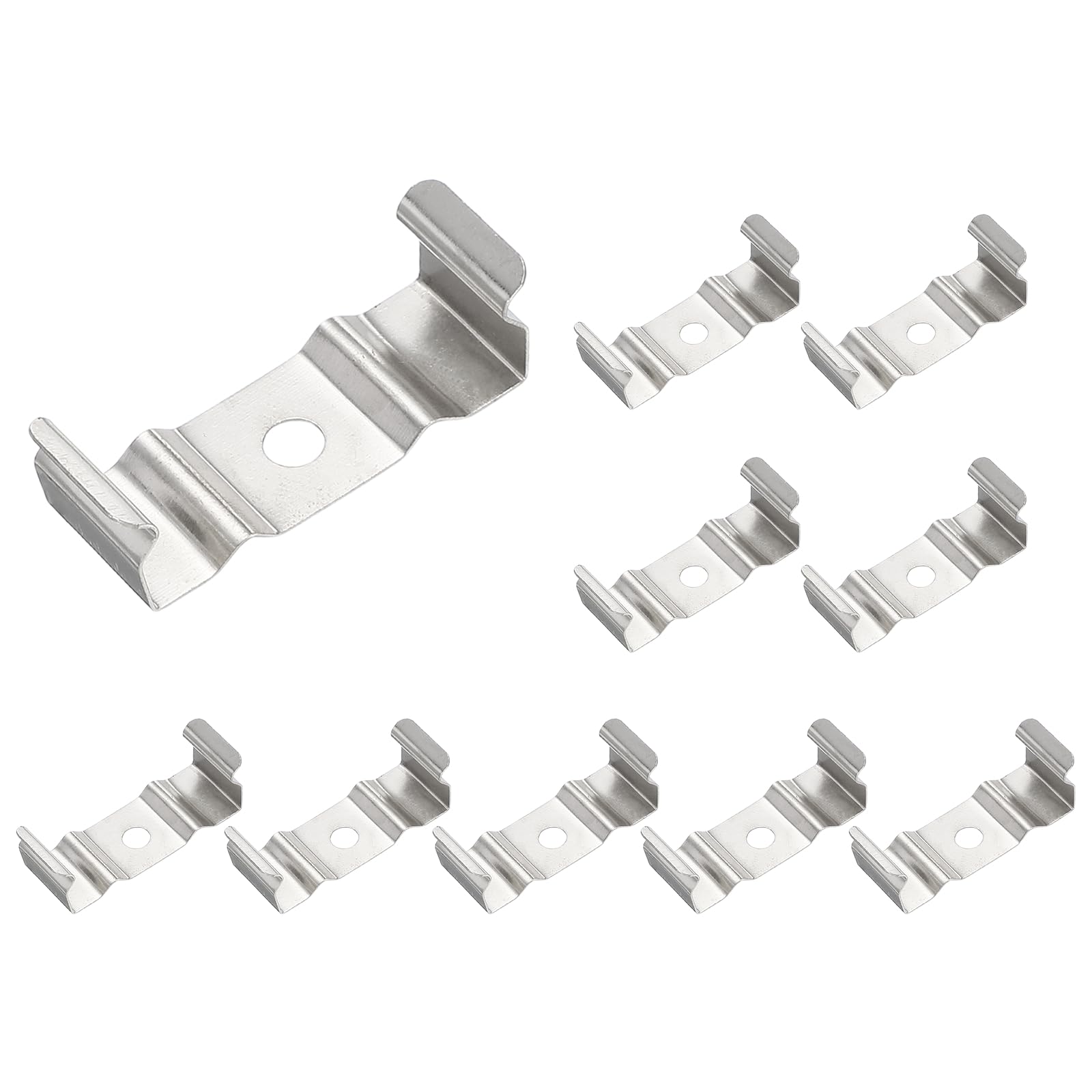 sourcing map 25 Pcs T8 Clips Bracket Hanger for LED Light Bulbs 1.2"x0.5"x0.4" One-Piece LED Fluorescent Tube Replacement Mounting Accessories with Screw for Lamp Holder Support Pipe, Silver