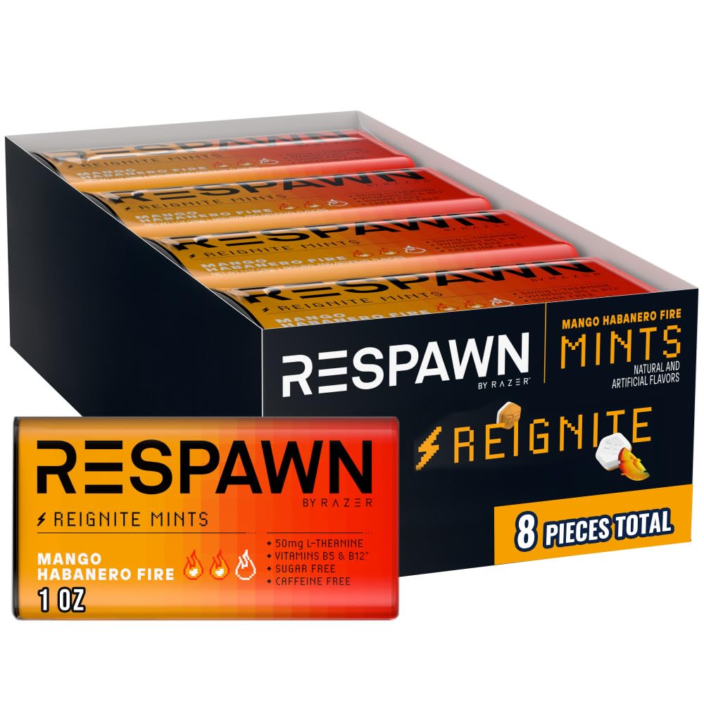 RESPAWN by Razer Spicy Mango Habanero Breath Mints Sugar Free Mouth Watering, Mints Bulk, 1 oz Packs (Pack of 8)