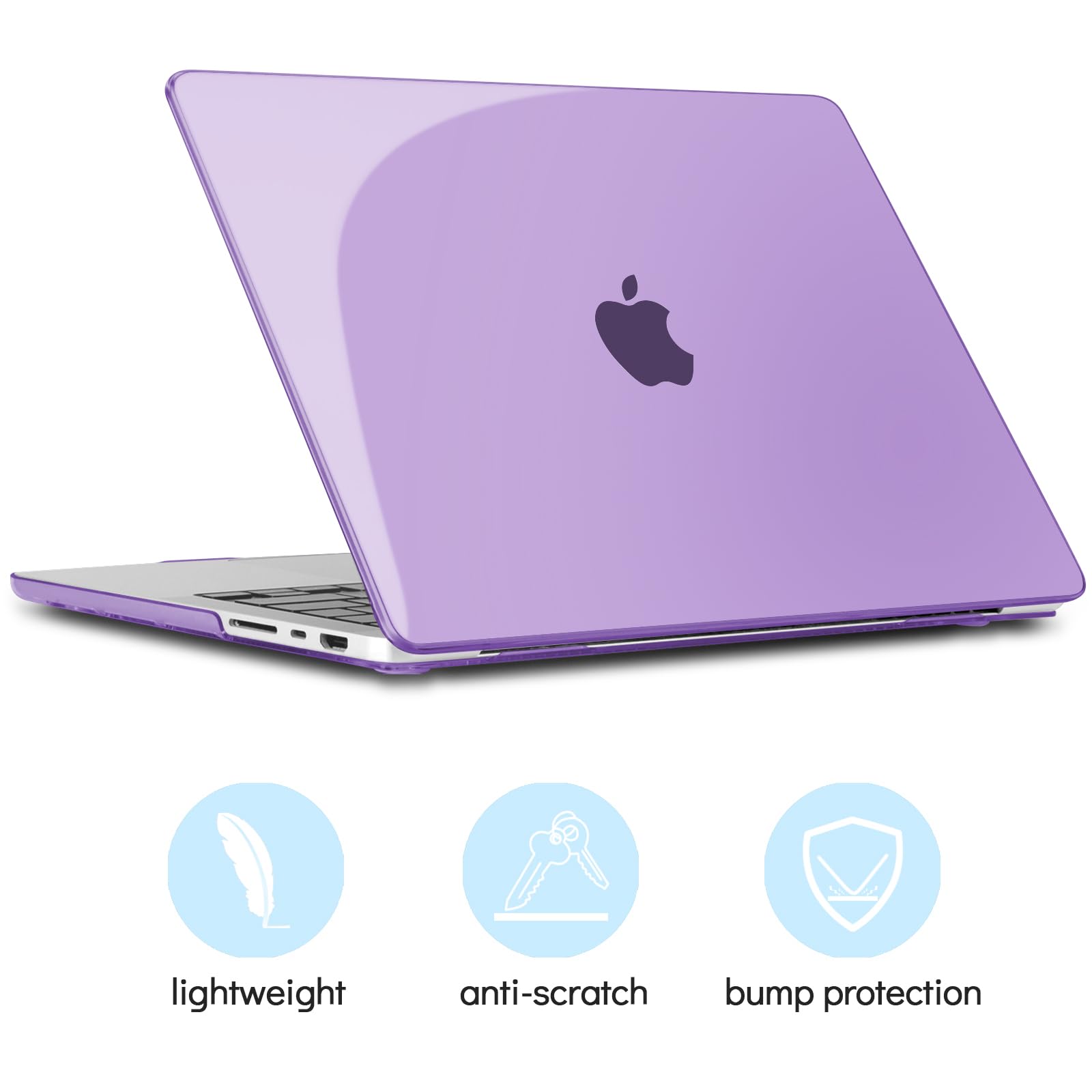 TECOOL Cover per MacBook Pro 14 Pollici M4 M3 M2 M1 Pro/Max 2021-2024 (A3401 A3185 A3112 A2992 A2918 A2779 A2442), Custodia Rigida Protettiva Sottile in Plastica e Copritastiera UE, Cristallo Lilla