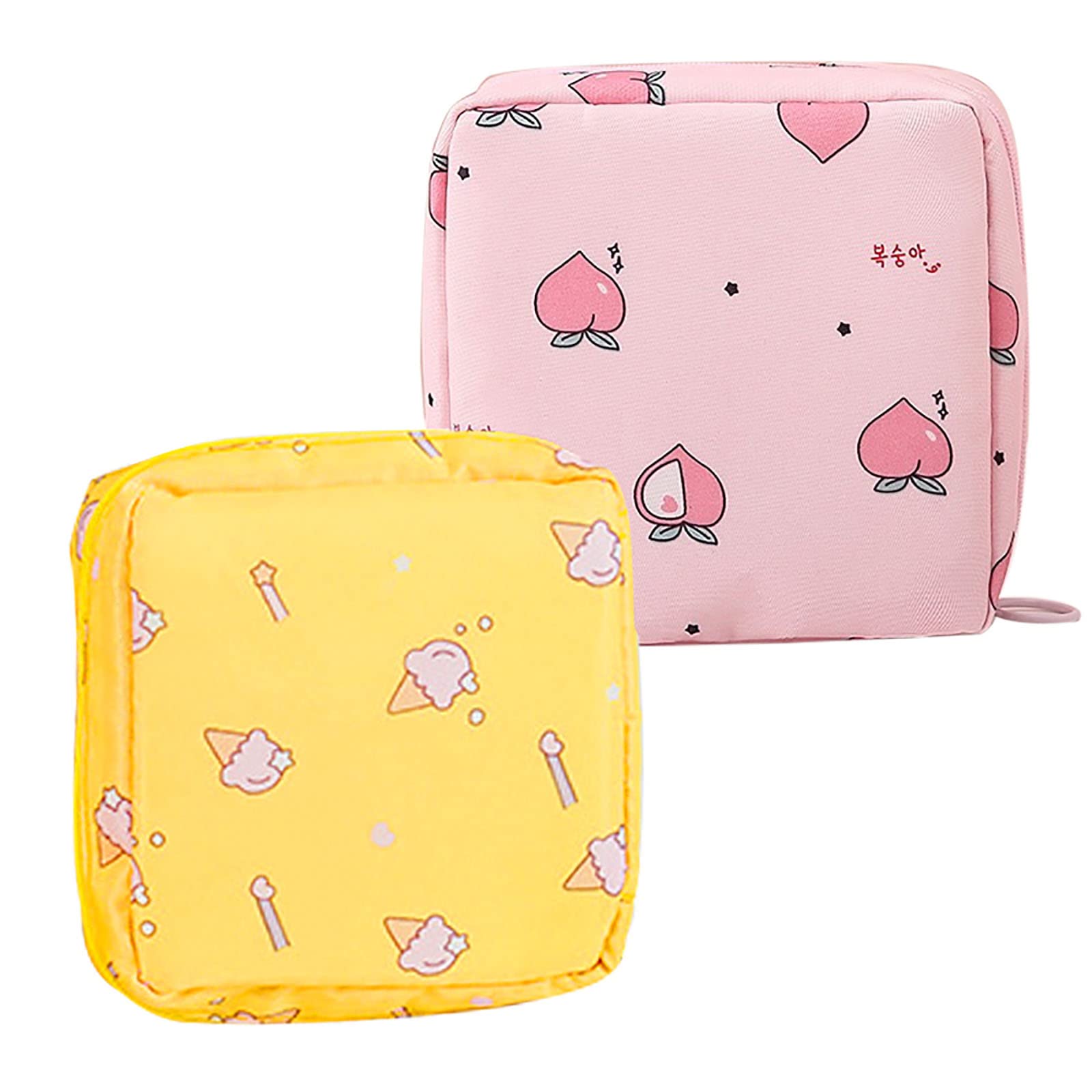 Paquete de 2 bolsas de almacenamiento de servilletas sanitarias, pequeña bolsa de almacenamiento portátil para taza menstrual, bolsa de almacenamiento para enfermería, bolsa de período menstrual apta