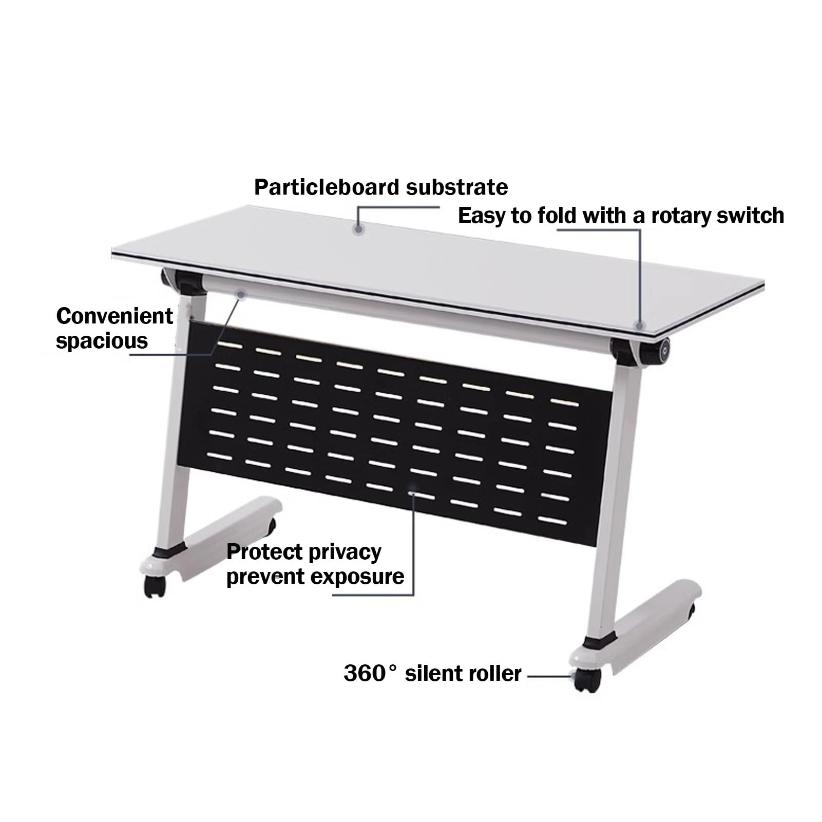 Großer Konferenztisch mit Stahlrahmen, Holzplatte und Aufbewahrungsregal, ideal für Arbeitszimmer, Trainingsraum, Weiß, 139,7 x 61 x 76,2 cm und 160 x 61 x 76,2 cm