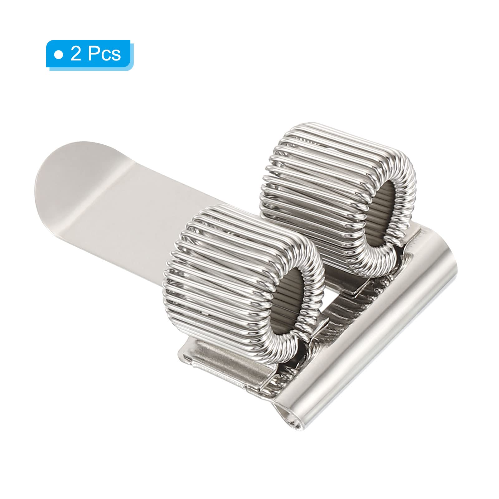 PATIKIL Pen Holder Clips, 2Pcs Metal Portable Double Spring Loop Pencil Organizer for Office Business Pocket Notebook Clipboard, Silver - Image 3