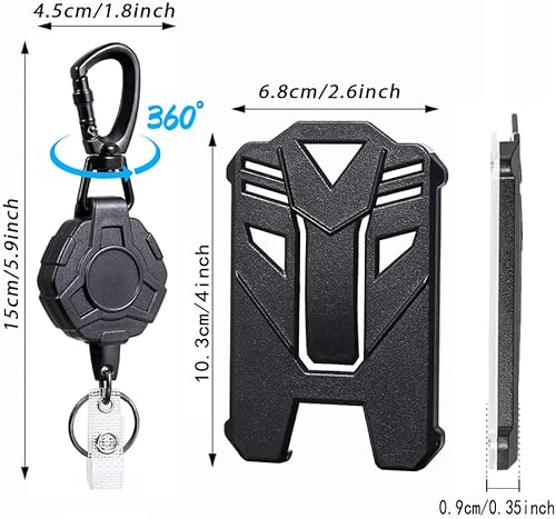 Miniatura 3 de COOKOOKY Soporte retráctil con clip retráctil, mosquetón de alta resistencia, llavero con soporte para tarjetas de identificación, soporte de