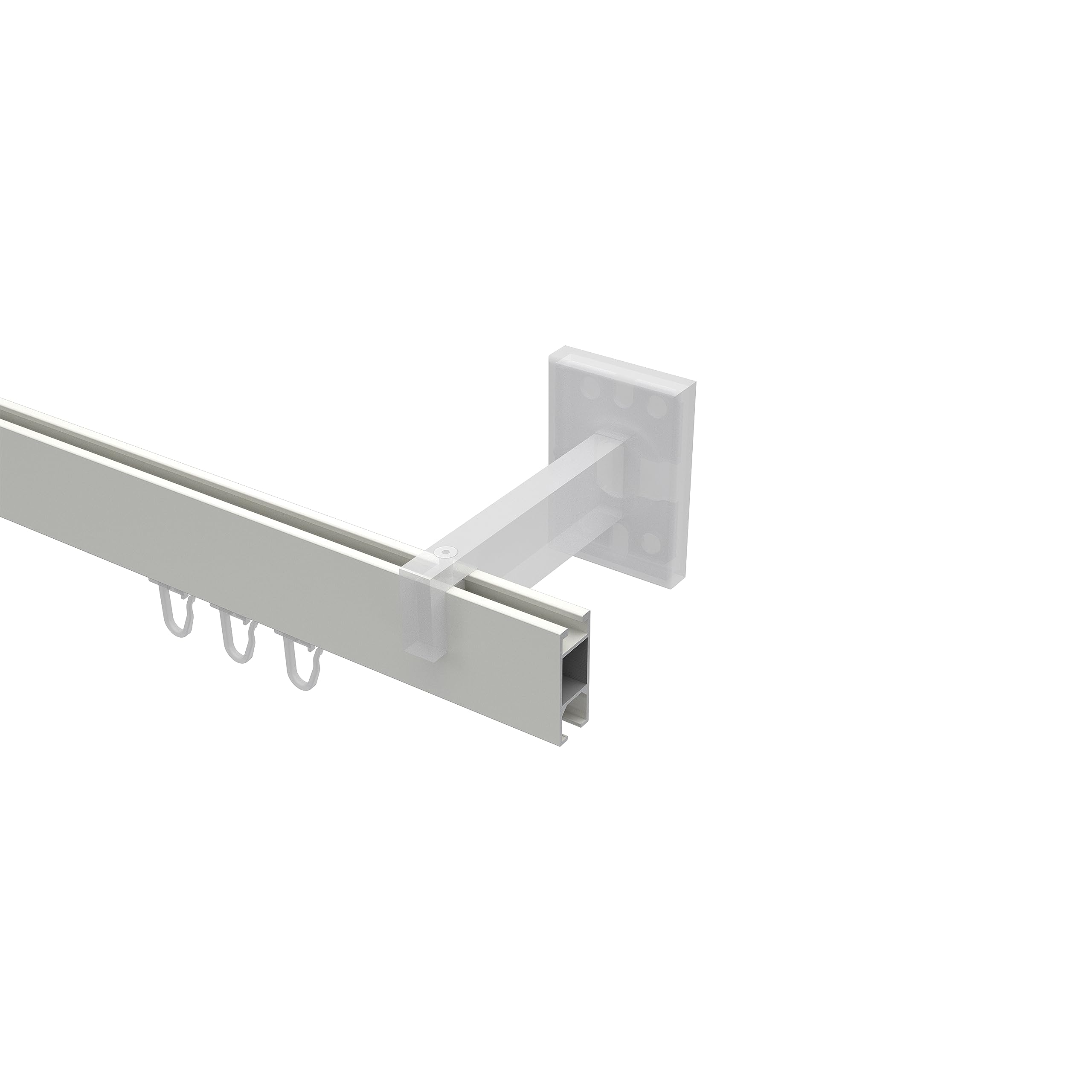 INTERDECO Innenlauf-Gardinenstange eckig 14 x 35 mm, kantige Innenlaufstange aus Metall, Weiß, zur Wandmontage, Typ 10212819, 140 cm
