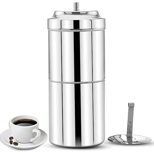 AADHIK Stainless Steel Filter Coffee Maker Big Size,6-8 cups, 400 ml
