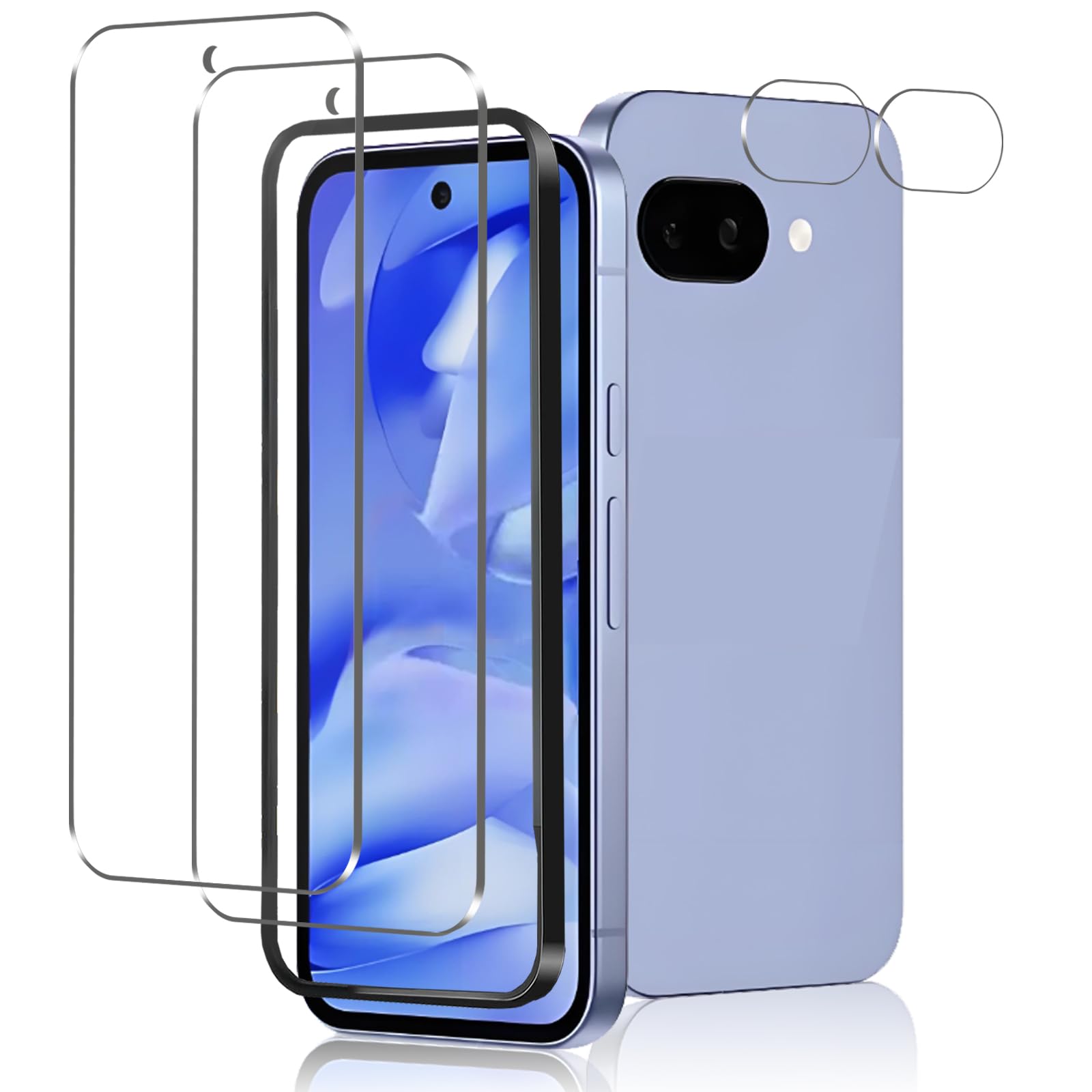 Google Pixel 9A ガラスフィルム + グーグルピクセル9A カメラフィルム【旭硝子日本製】google pixel 9a フィルム 指紋認証対応 硬度9H 耐衝撃 スクラッチ防止 自動吸着 露出オーバー防止 気泡ゼロ 指紋防止 グーグルピクセル9A 用の 保護フィルム「2+2枚入」