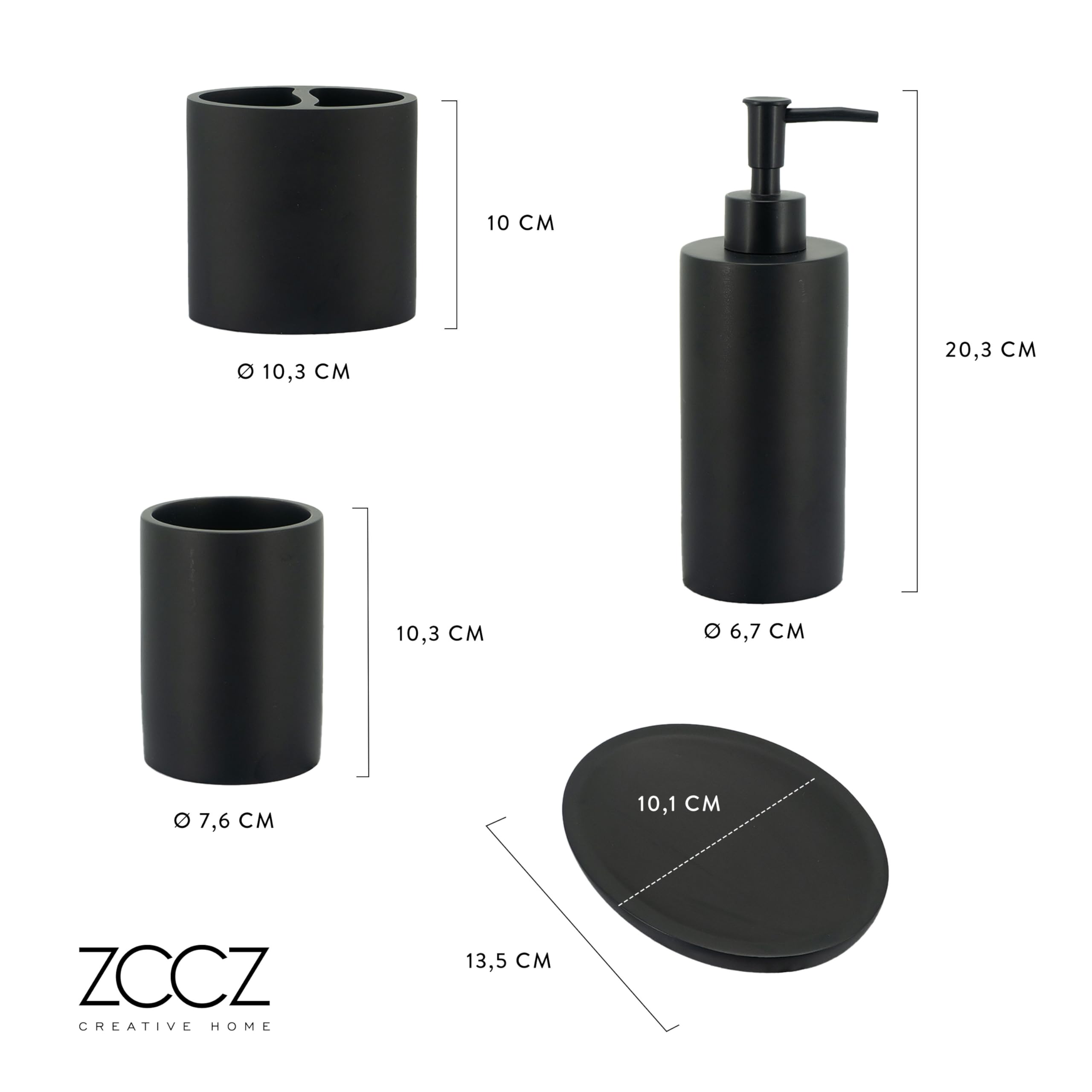 zccz Ensemble d'accessoires de salle de bain gris 4 pièces – Organiseur de salle de bain avec porte-brosse à dents, distributeur de savon lotion, plateau de courtoisie et porte-savon – Décoration de