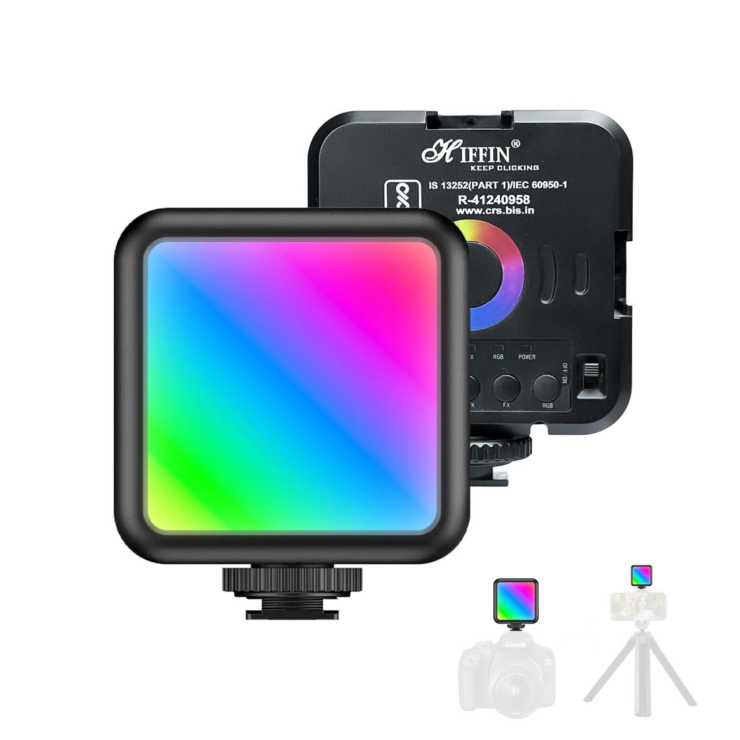 HIFFIN VL49 RGB LED Camera Light – 7W Portable Full Color Video Light with 360° HSI, 3000-9000K Dimmable, CRI 95+, 9 FX Modes, Rechargeable Battery,Type-C Charging for Photography & Video