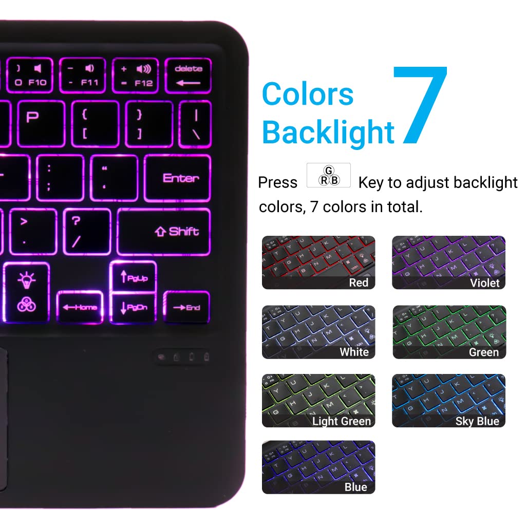 TECPHILE B102D Keyboard showing 7 backlight color options