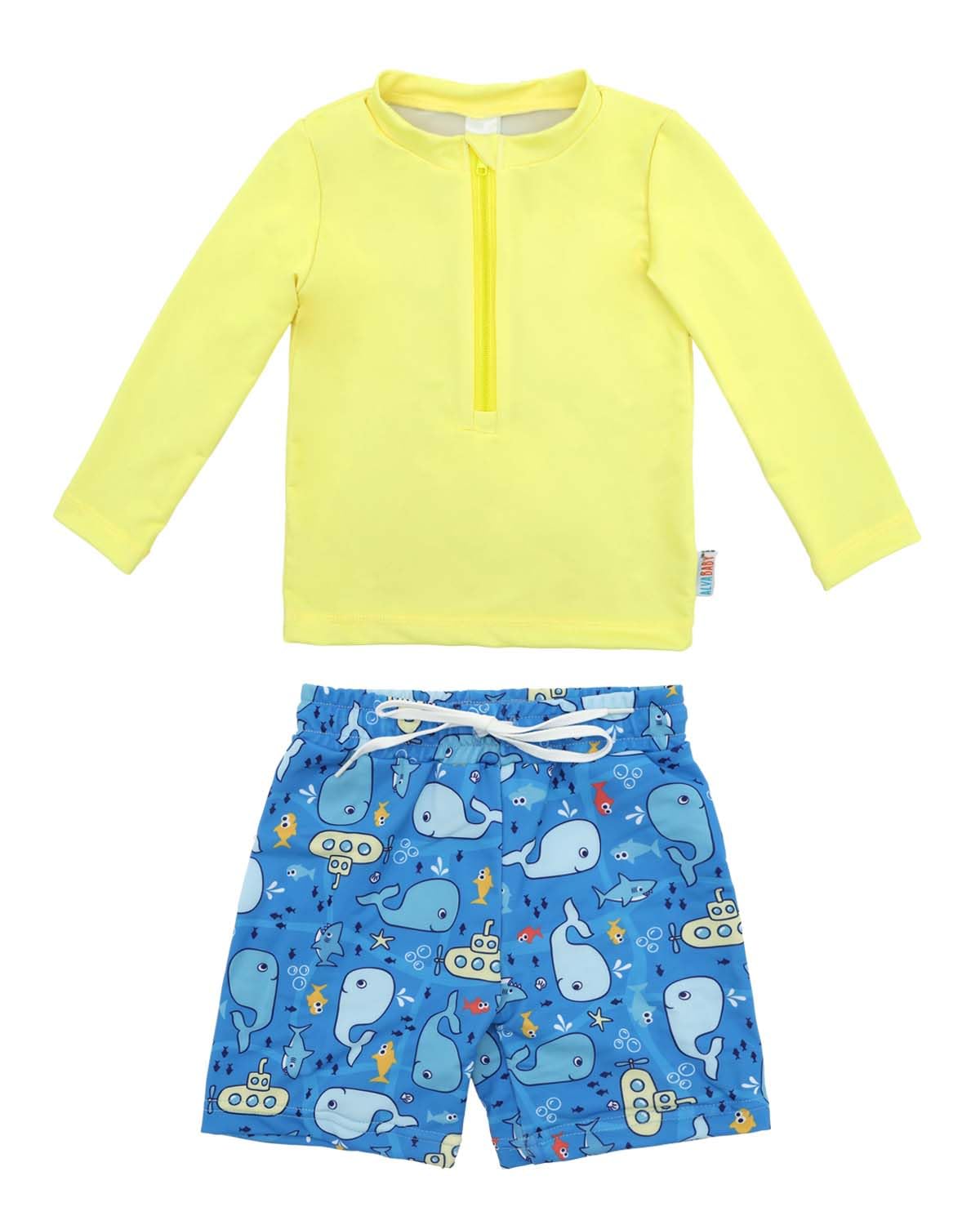 ALVABABY Long Sleeve Rashguards, Baby/Toddler Boys' Rash Guard Sets,Boy Swimsuit UPF 50+Two Piece Bathing Suit