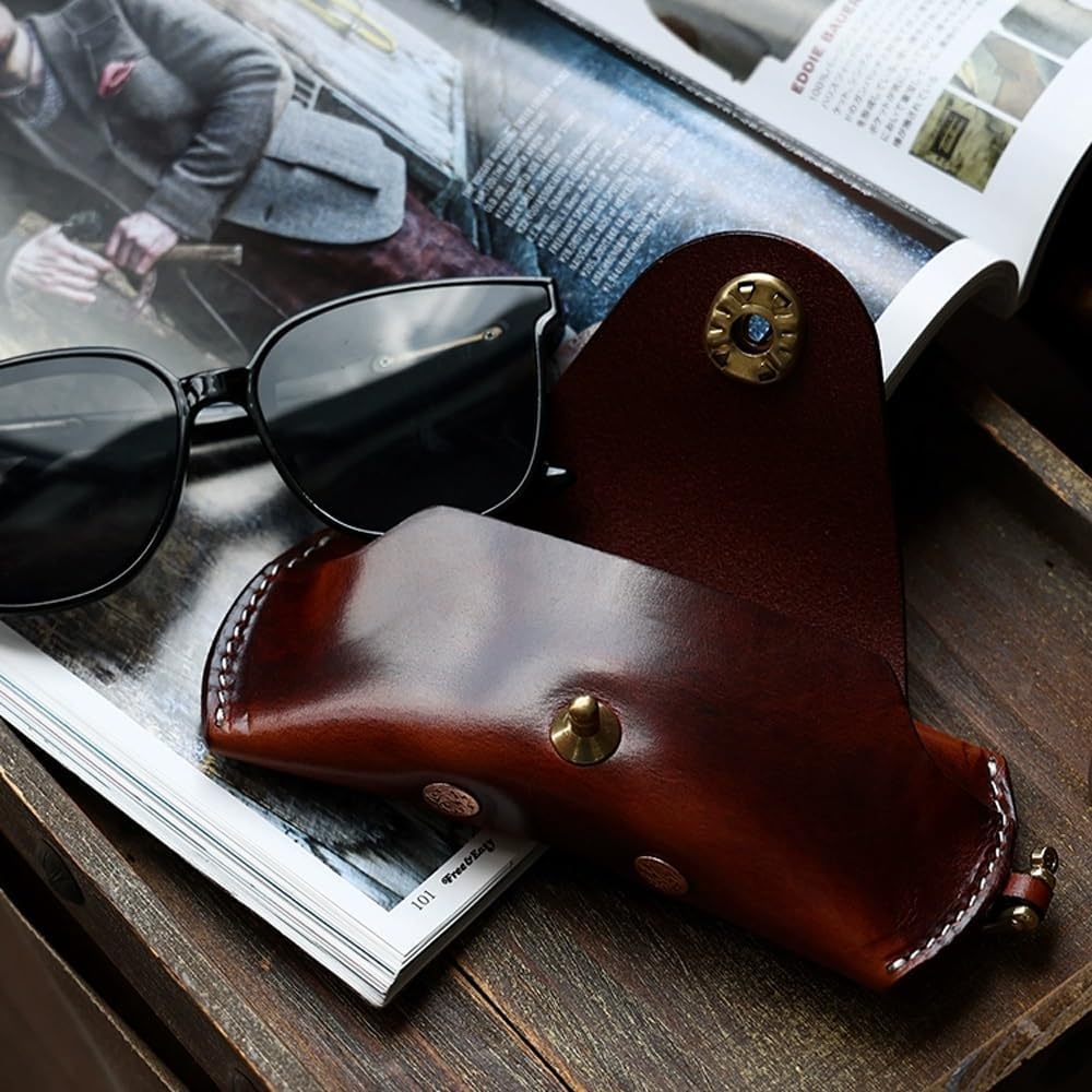 Retro Skórzany Futerał Na Okulary, Skórzany Futerał Na Okulary W Stylu Vintage Okulary Do Czytania Pokrowiec Ochronny Dla Kobiet Mężczyźni Etui Na Okulary Do Czytania, B, S