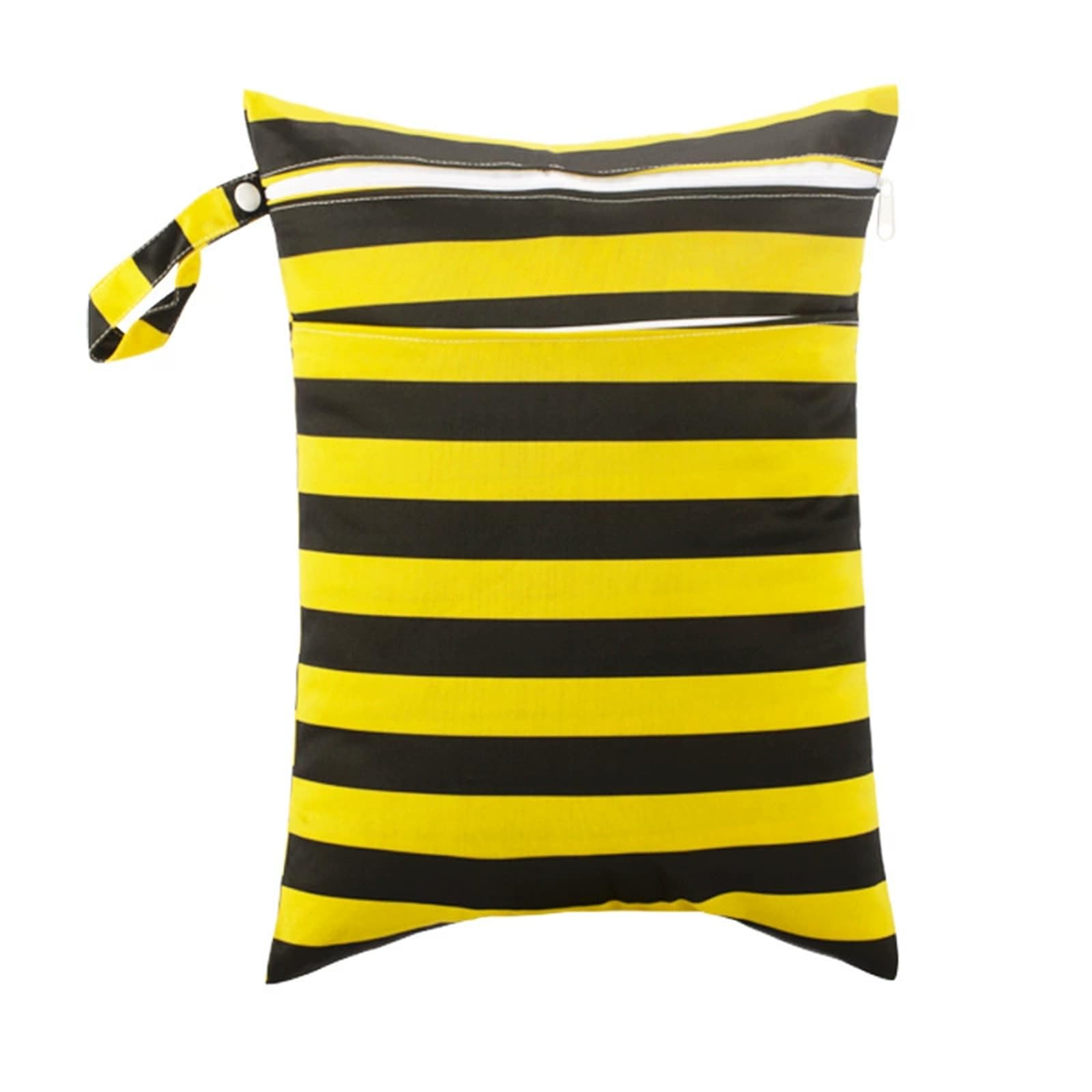 Hixingo Colorful Print Wet Bag,Large Waterproof Wet Dry Bag, Reusable Nappy Stuff Sack with Double Zipper,Portable Children's Items Dry Sack, for Clothes,Swimming,Travel,Beach (Black Yellow,4-Pieces)