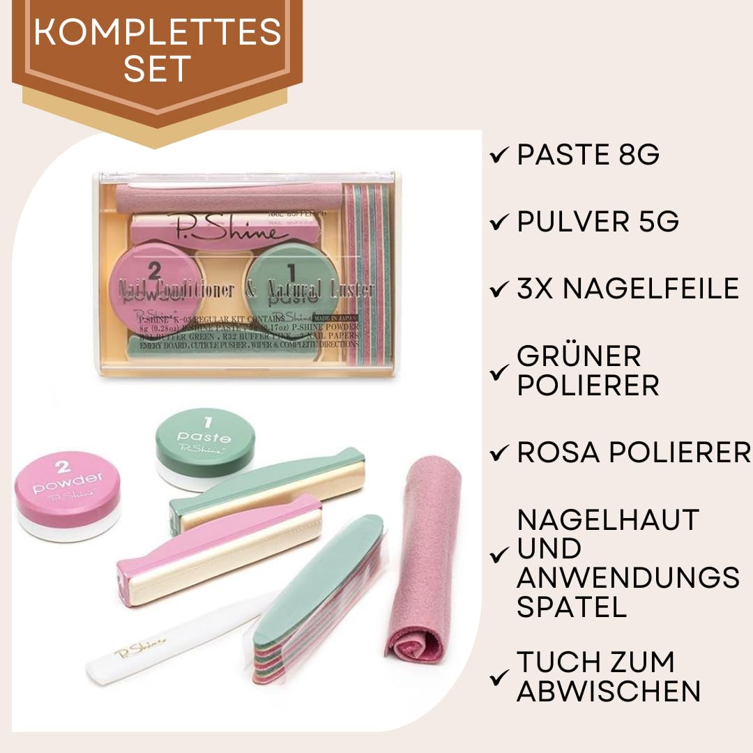 P.SHINE Japanisches Maniküre-Set zur Nagelregeneration und Stärkung der Nagelplatte, Reparaturbehandlung, Gesundes Nagelset Premium
