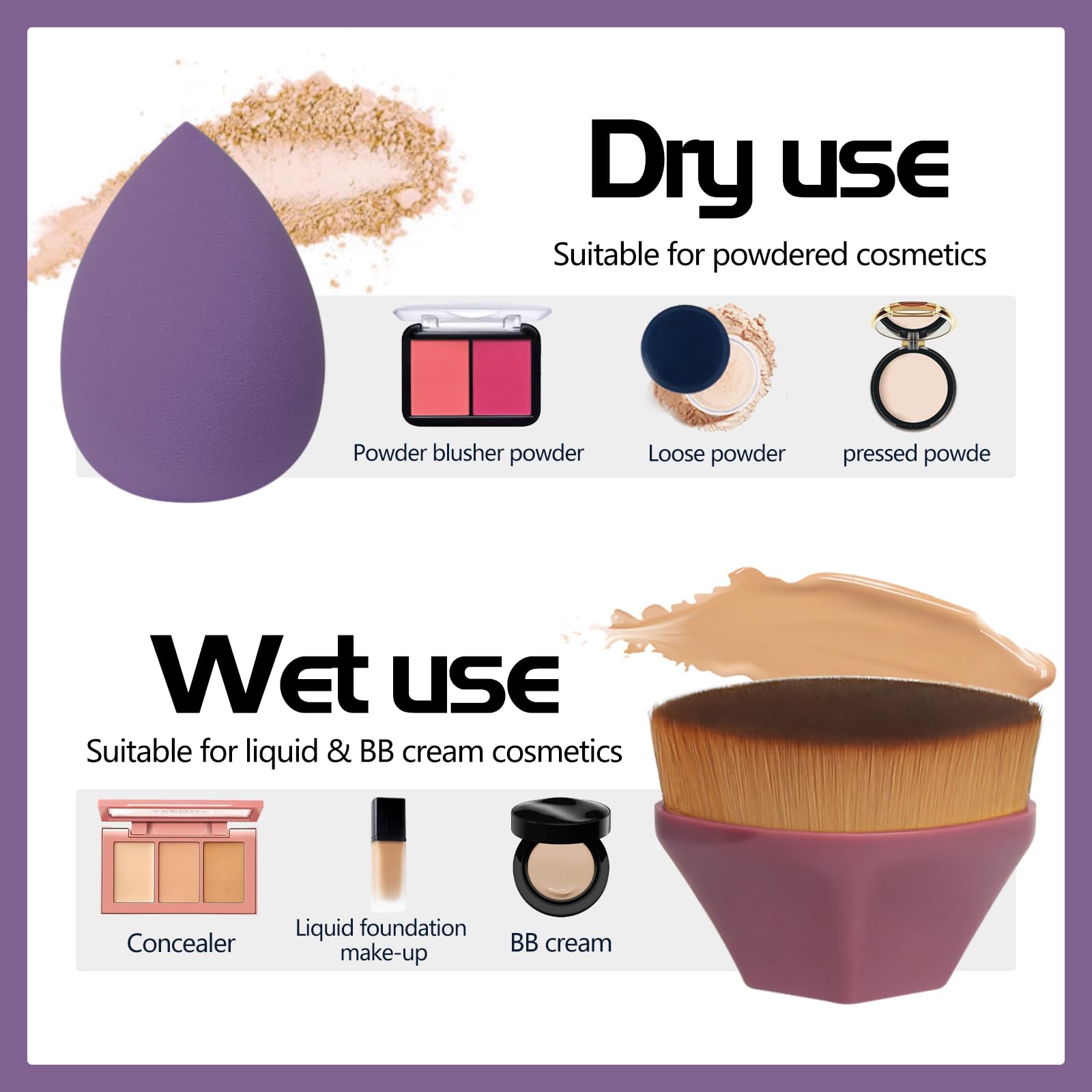 SruidyLady 4-Piece Reusable Makeup Sponge Set, Beauty Sponge for Liquid Foundation Powder & Sunscreen - Image 2