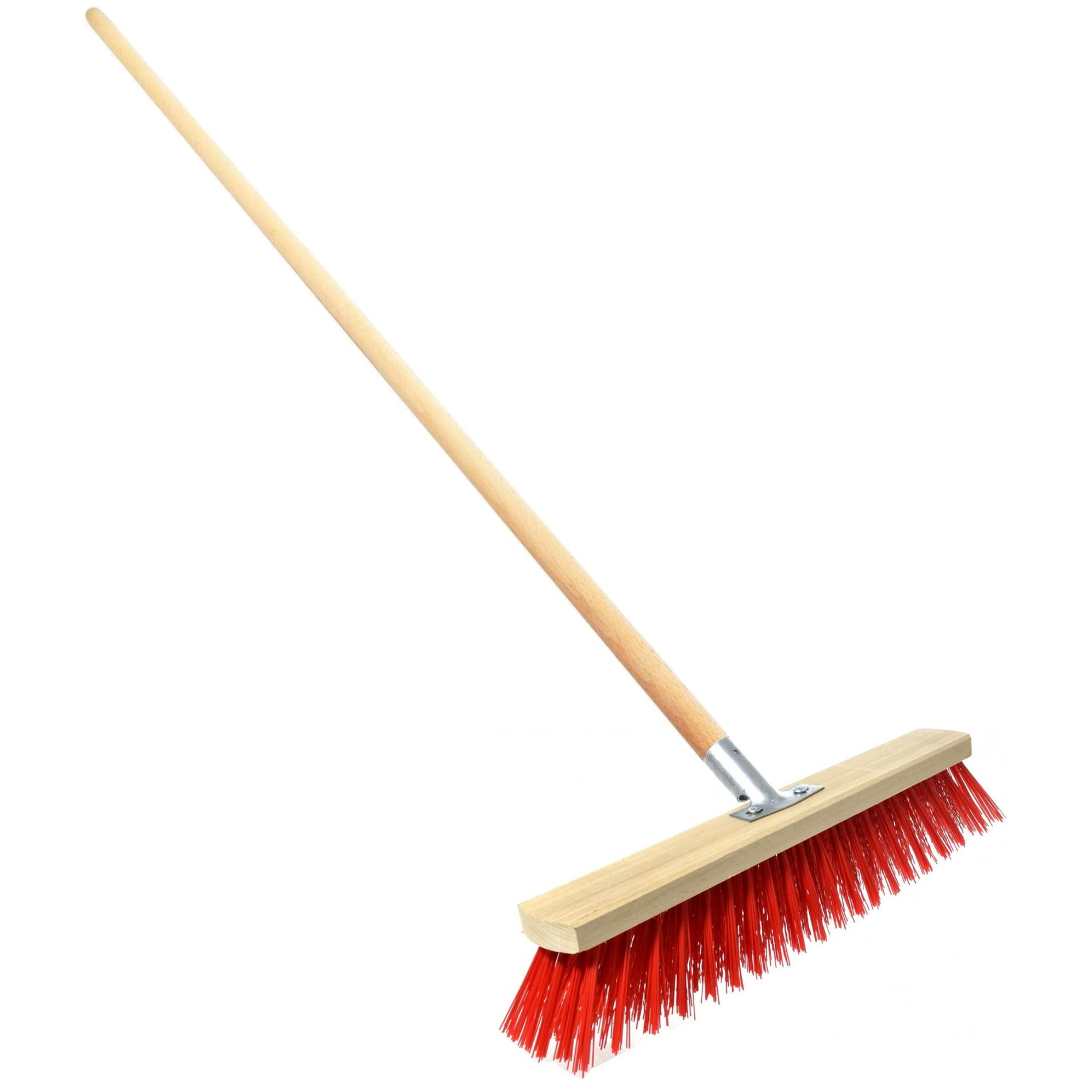 Heavy Duty Garden Broom with Handle, Outdoor for Wet & Dry Surfaces, 12″ Synthetic Hard Bristle Sweeping Brush with Metal Bracket for Cleaning Gardens, Yards, Patios, Deckings, Driveways (Red) — image 1