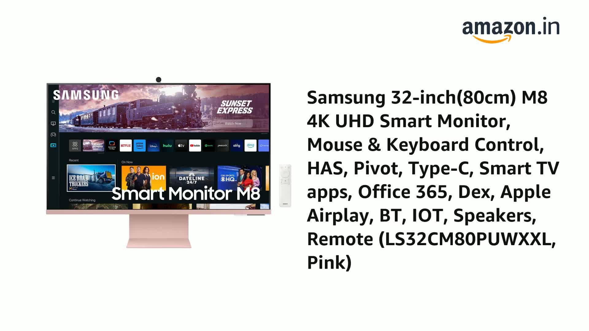 Samsung 32-inch(80cm) M8 4K UHD Smart Monitor, Mouse