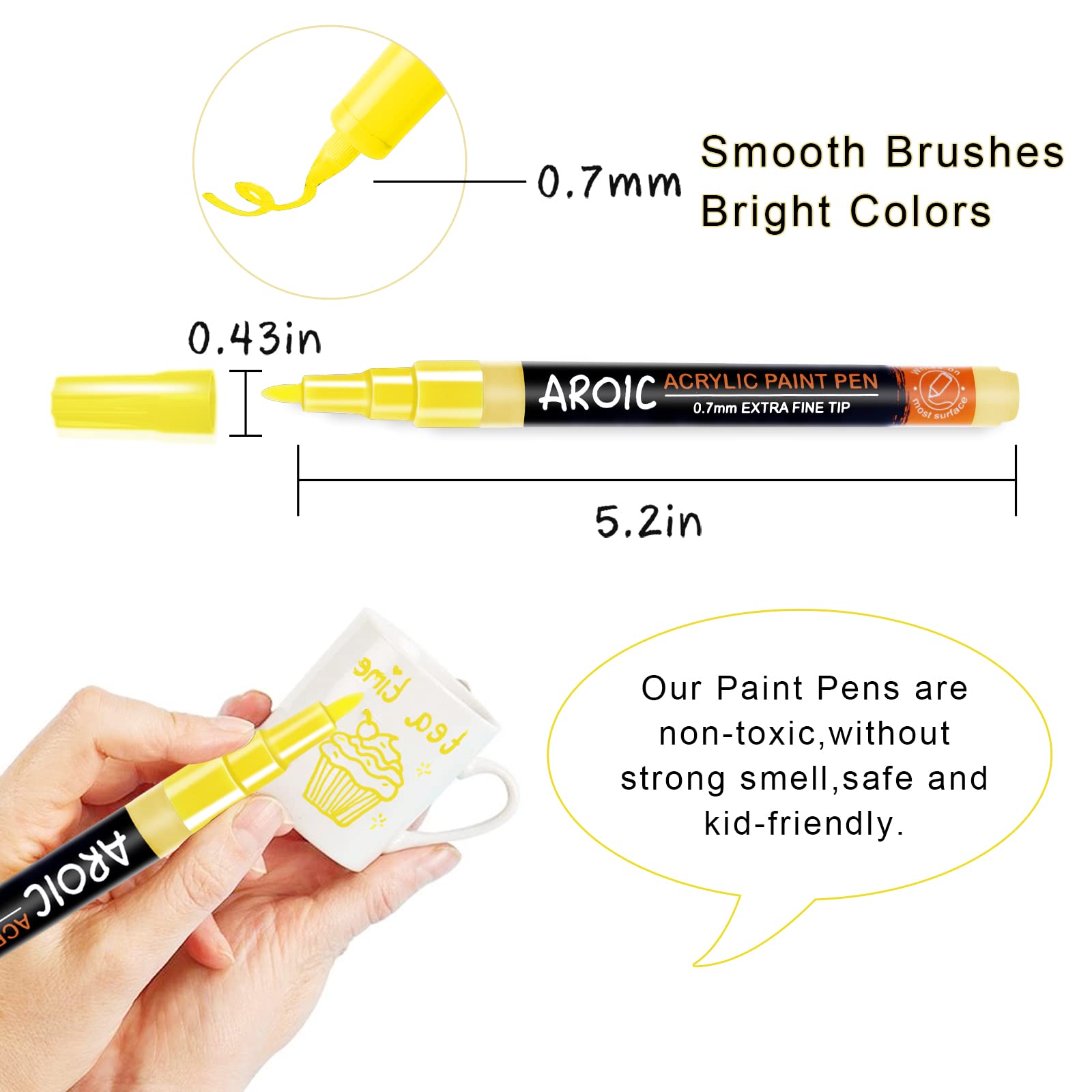 Buy AROIC 24 Pack Acrylic Paint Pens for Rock Painting Write On Anything! Paint pens for Rock