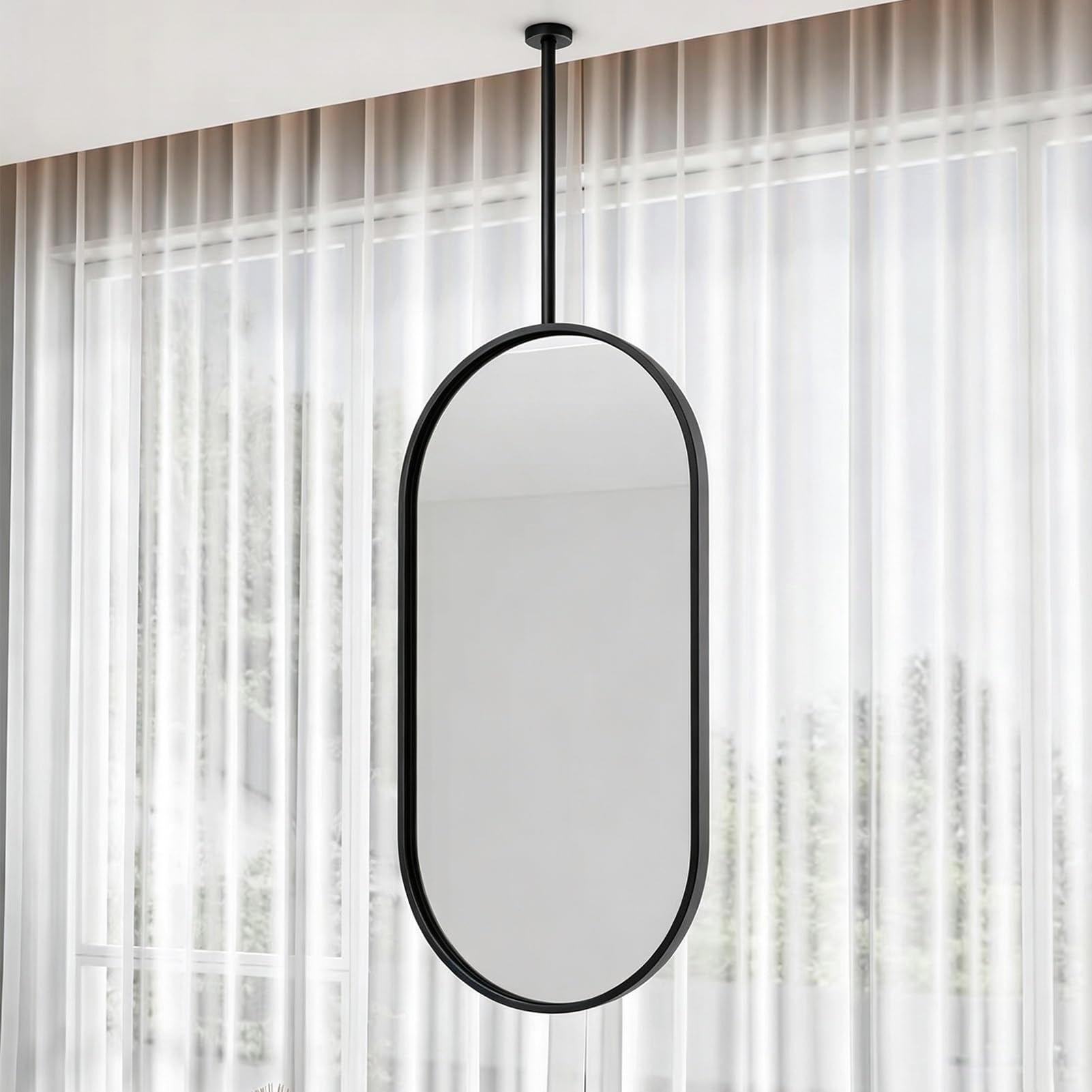 Yopappol Top Hanging Oval Vanity Mirror,bathroom Floating Wall Mirror