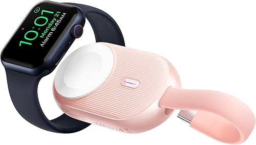VRURC - Cargador portátil para Apple Watch, cargador de reloj portátil de 1200 mAh, llavero magnético, cargador de reloj inalámbrico para iWatch