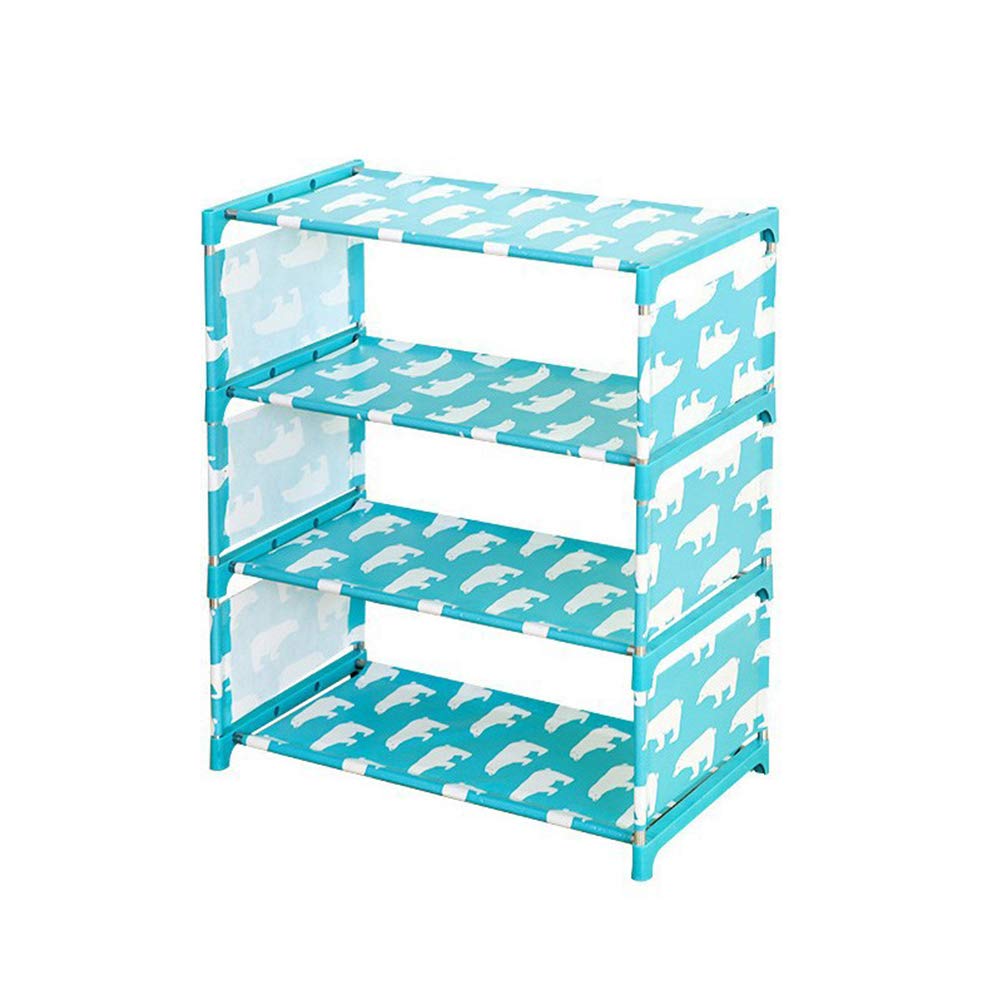 KIDOZI 4 Tiers Simply Installed Shoe Rack Non-Woven Waterproof Shoe Organizer - Polar Bear (Blue)