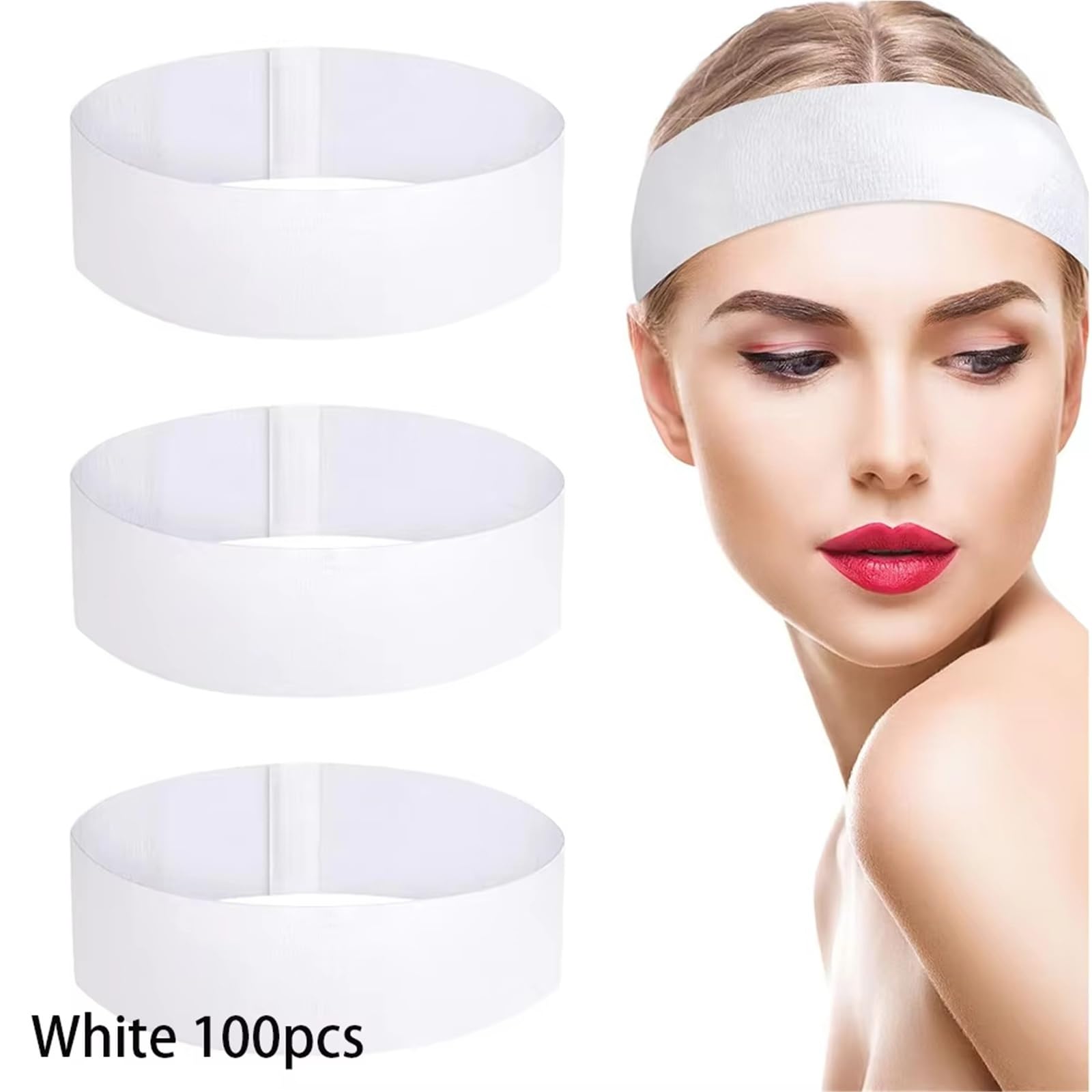 Stirnbänder Zur Gesichtsreinigung 10/30 stücke Spa Gesichts Stirnband Stretch Vlies Stirnbänder Weiche Hautpflege Haar Band for Kosmetikerin Frauen Schönheit Liefert(White 100pcs)