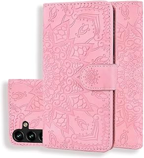 Funda para Samsung Galaxy A16, piel sintética con absorción de golpes, diseño de mandala en relieve, ranuras para tarjetas, magnética, a prueba de golpes, funda para Samsung Galaxy A16, color rosa