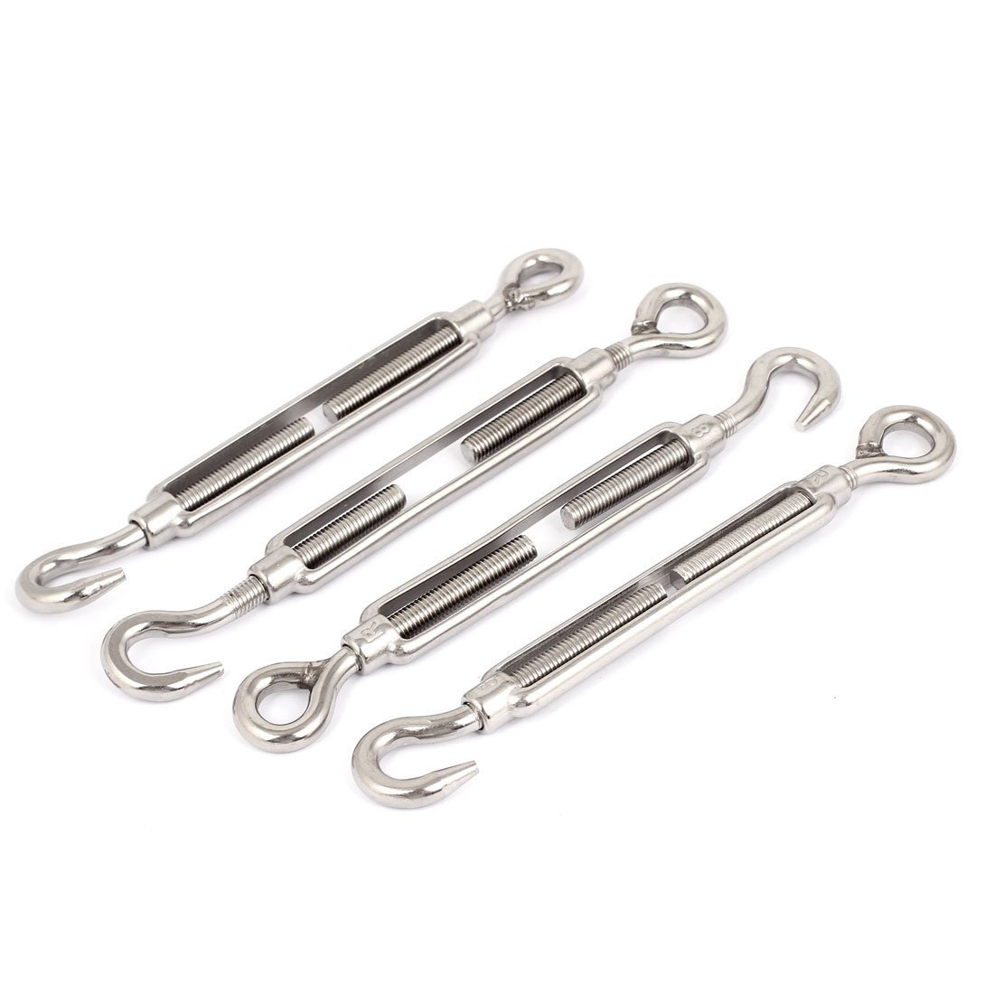 NA s16040400am0121 M8 5/16"Filetage réglable en Acier Inoxydable Crochet à Oeil ridoir 4pcs (Pack de 4)