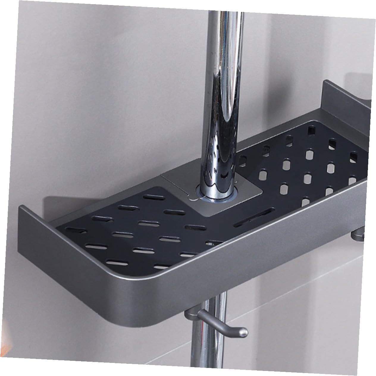Cabilock Estante de Ducha para Baño 3 Piezas de Plástico para Barra Redonda | Altura Ajustable, Instalación sin Taladro, Compatible Barras Redondas Comunes de 2, 3 a 2, 4cm