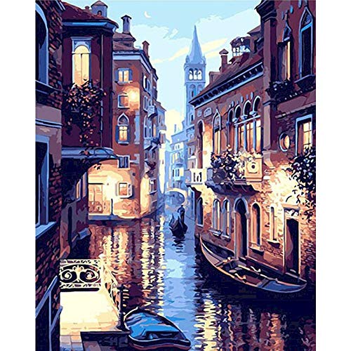 Painting by Numbers Scenery DIY Oil Coloring by Numbers Street Landscape Canvas Paint Art Pictures Home Decor A4 40x50cm