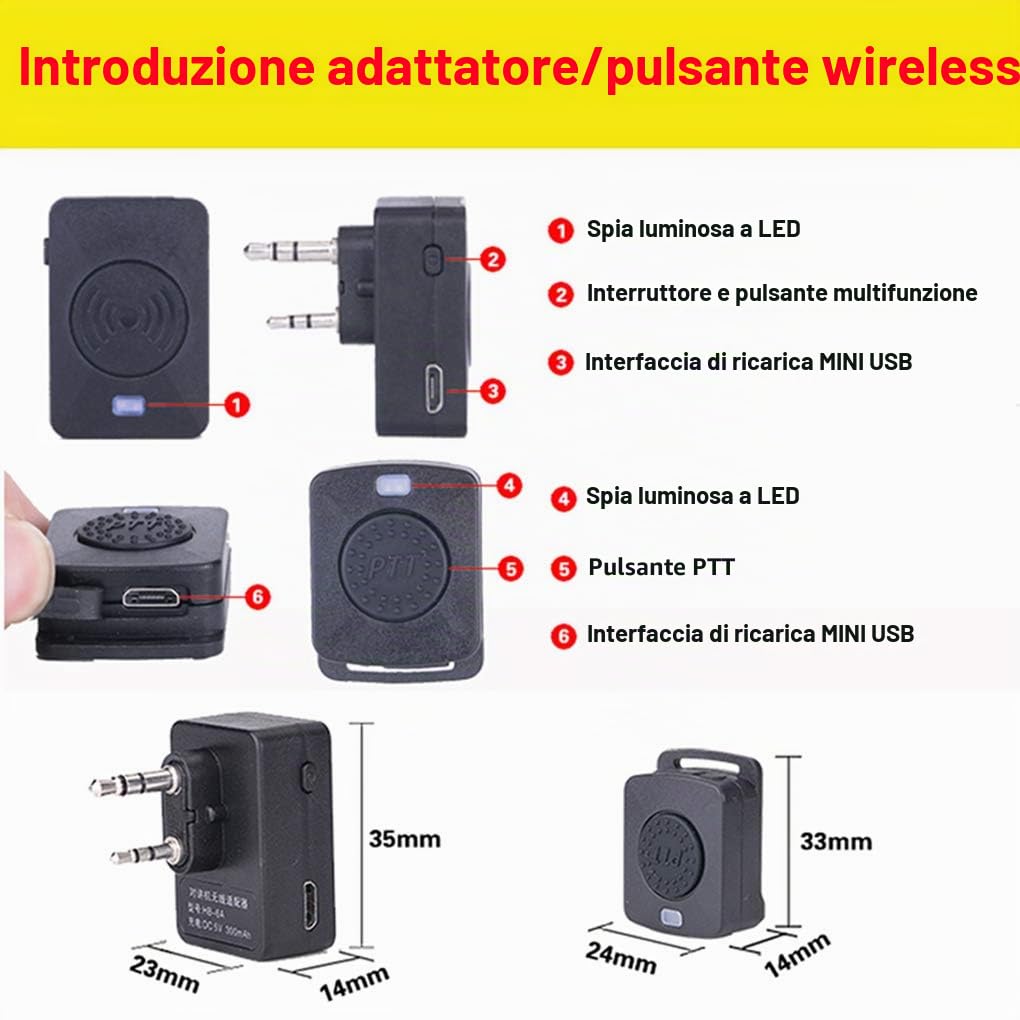 Sostituzione Walkie Talkie Wireless Headset Auricolari Bluetooth Radio bidirezionale Cuffie Auricolare per Baofeng 888s UV5R