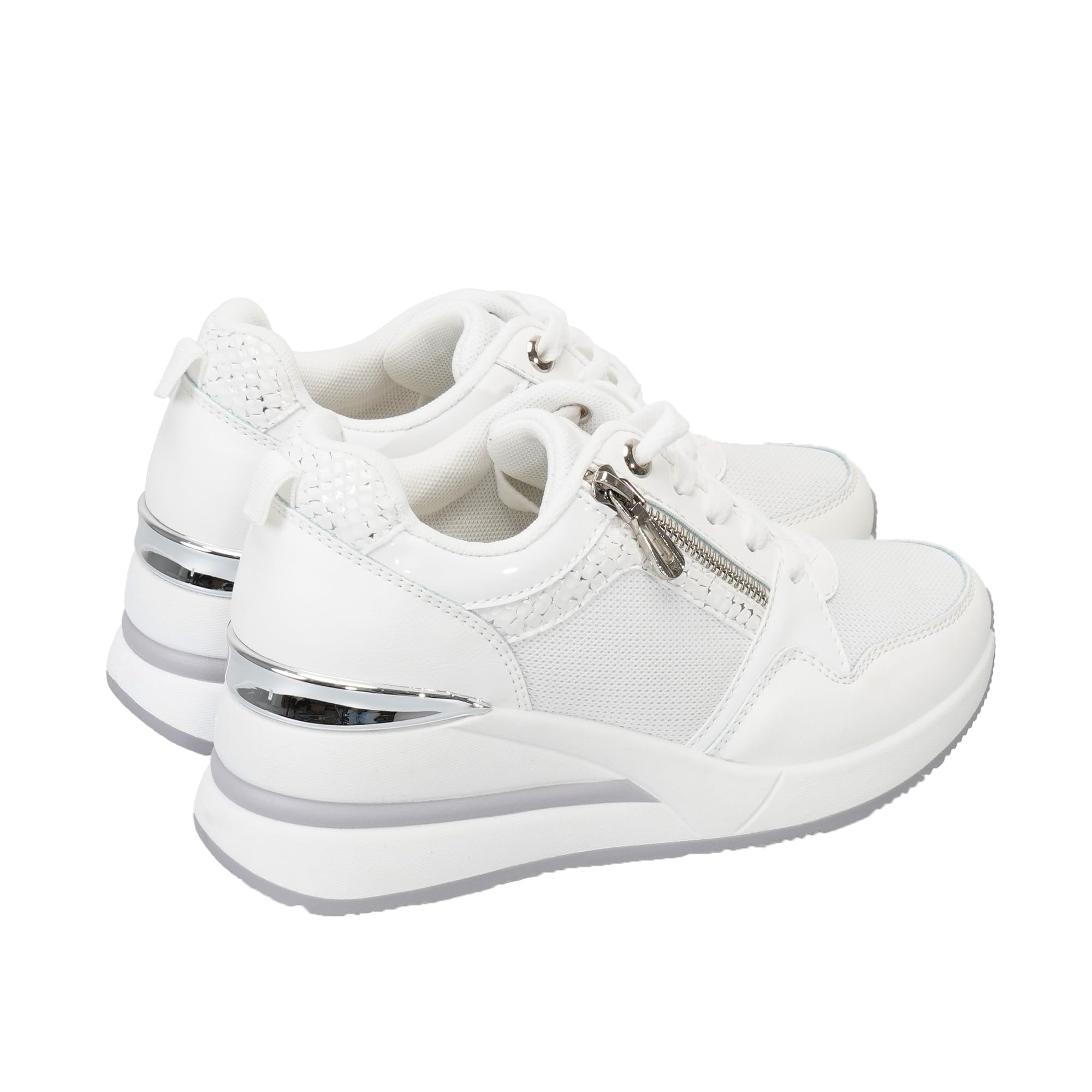 JOMIX Scarpe da Ginnastica Donna con Zeppa Sneakers Casual Comodo con Cerniera Laterale Antiscivolo