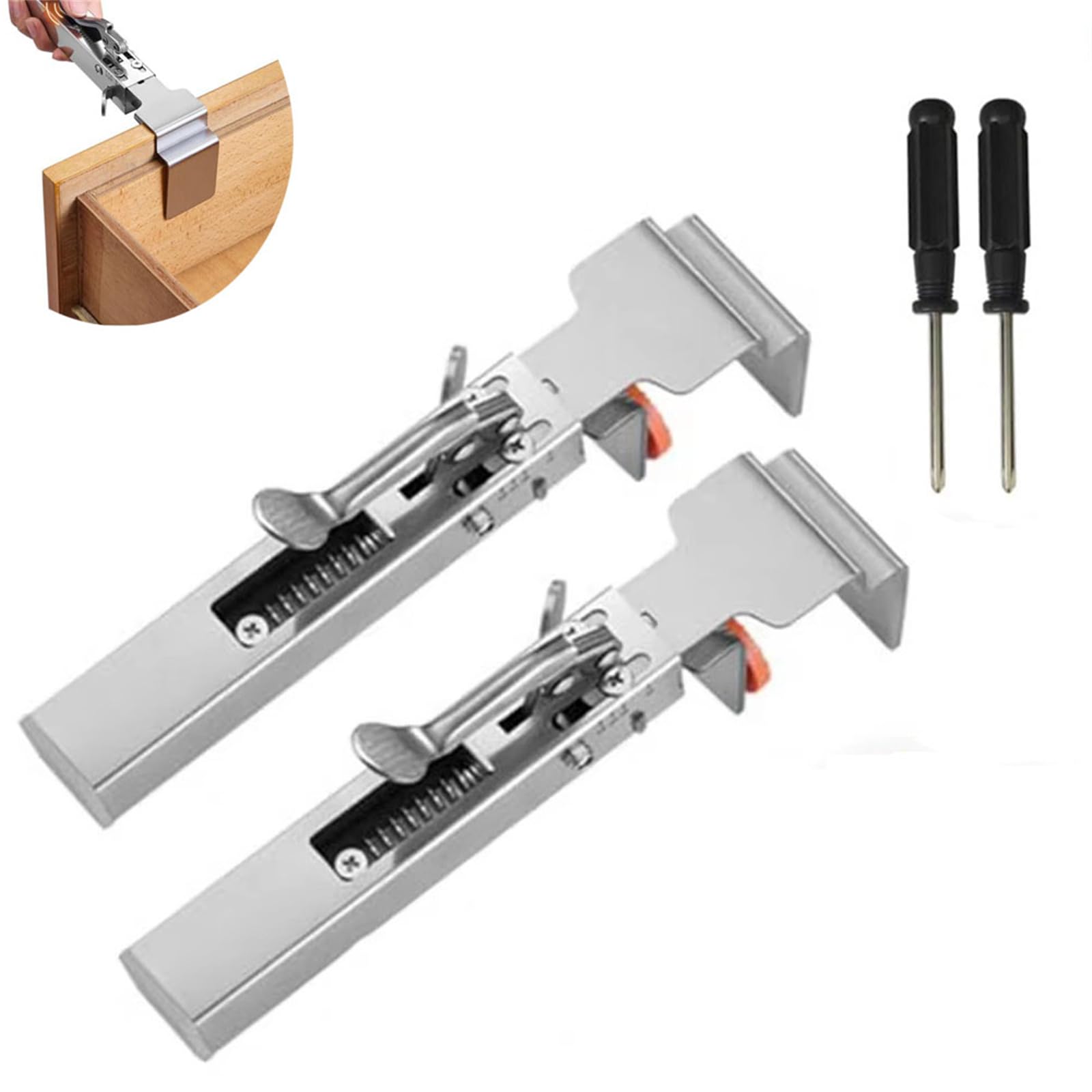 Morsetto di fissaggio per cassetti, in acciaio inox, morsetti a pressione rapida per installazione frontale del cassetto, montaggio e riparazione di armadietti, 2 pezzi