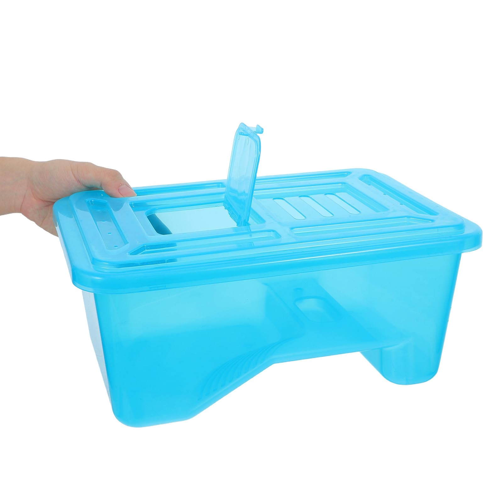 Turtle Tank Kit con Coperchio e Basking Platform per Rettili | Abs, Base Ampia con Zona Asciutta Separata, Lid Apribile e Cover Sigillata, 13.07x9.33x5.71in