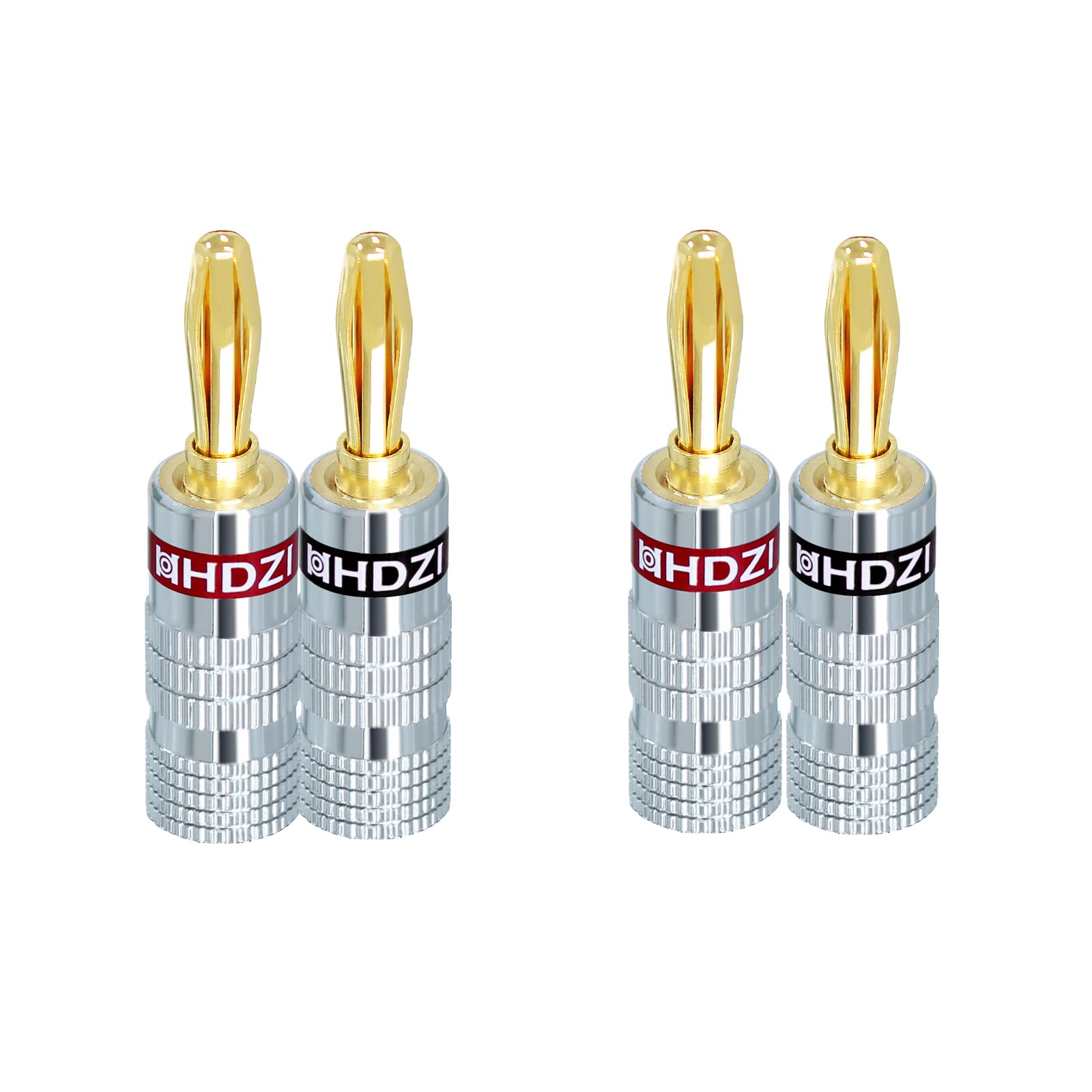 HHDZI Banana Plugs (2 Pairs), Connector with Aluminum Shell (Sliver)