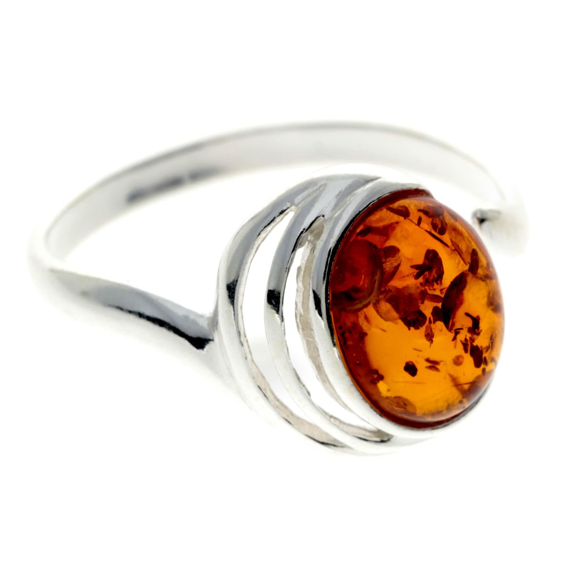 SilverAmber Gioielli - Anello da donna in argento Sterling 925 con ambra GL433A Regolabile individualmente