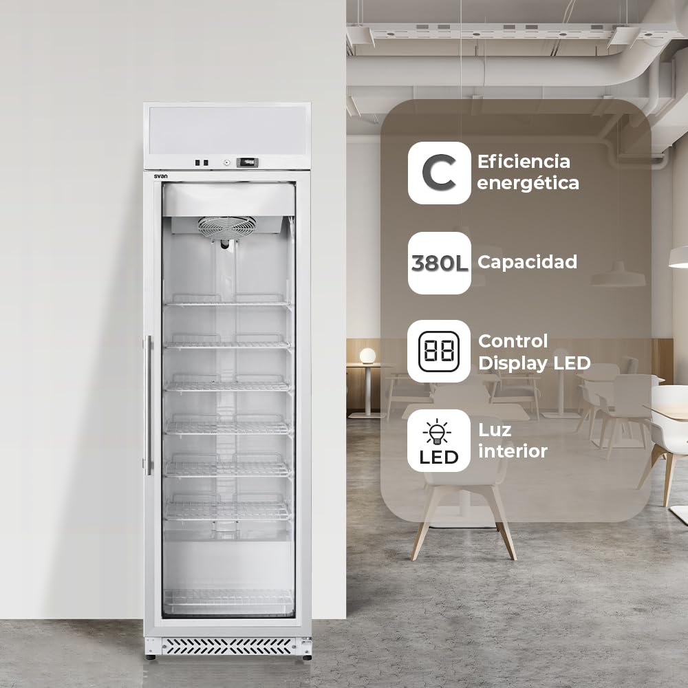 Svan Congelador vertical Horeca Blanco SCVH2600. Capacidad 380 Litros, Bajo nivel Sonoro, Eficiencia Energética Clase C