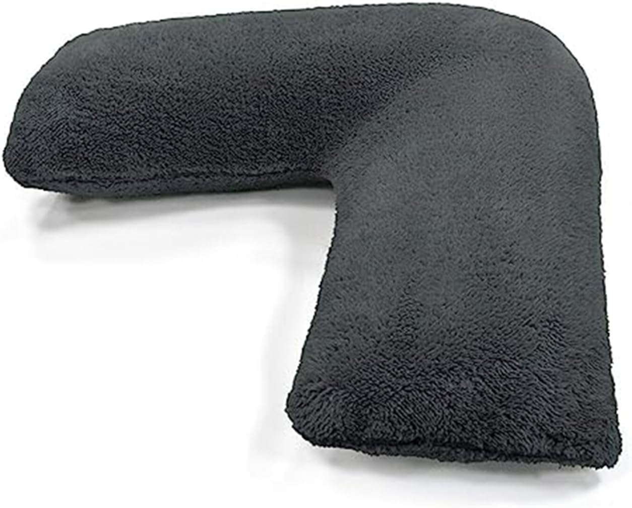 Laam linen Teddy V Shaped Complete Pillow or Case For Support Maternity Neck Back Soft Warm Plush Cosy Fleece Cover Orthopaedic V Shape Pillow Non-Allergenic (Complete Pillow, Charcoal) — image 1