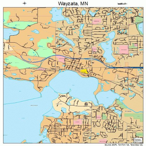 Large Street & Road Map of Wayzata, Minnesota MN Printed poster size wall atlas of your home