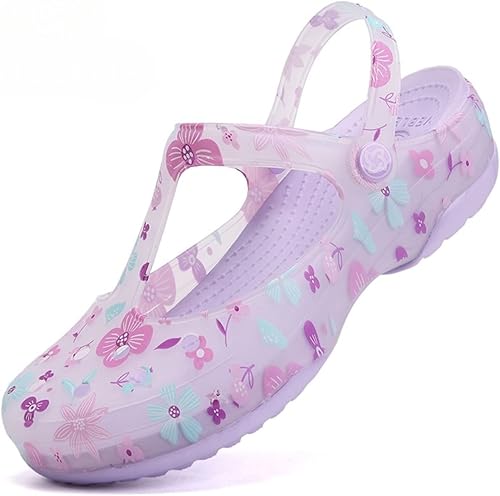 Women's Classic Garden Clogs,Thick-Soled Non-Slip Baotou Casual Slip-On Water Sandals,Lndoor and Outdoor Beach Slippers. (Purple,6)