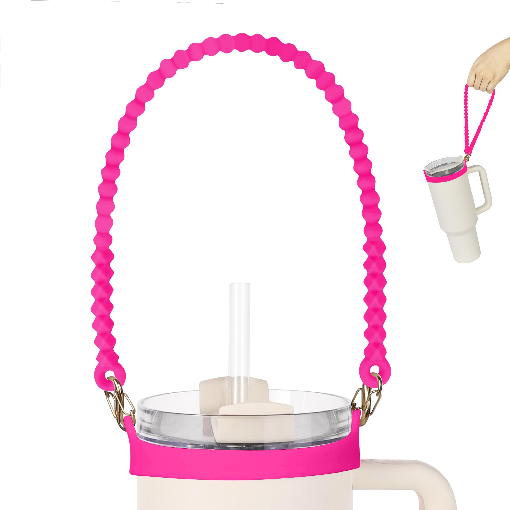 VIKIZUES Water Bottle Handle - Soft and Durable Silicone Water Bottle Holder, Sling, Lanyard, Carrier with Strap - Fits Most 8-40oz Water Bottles -