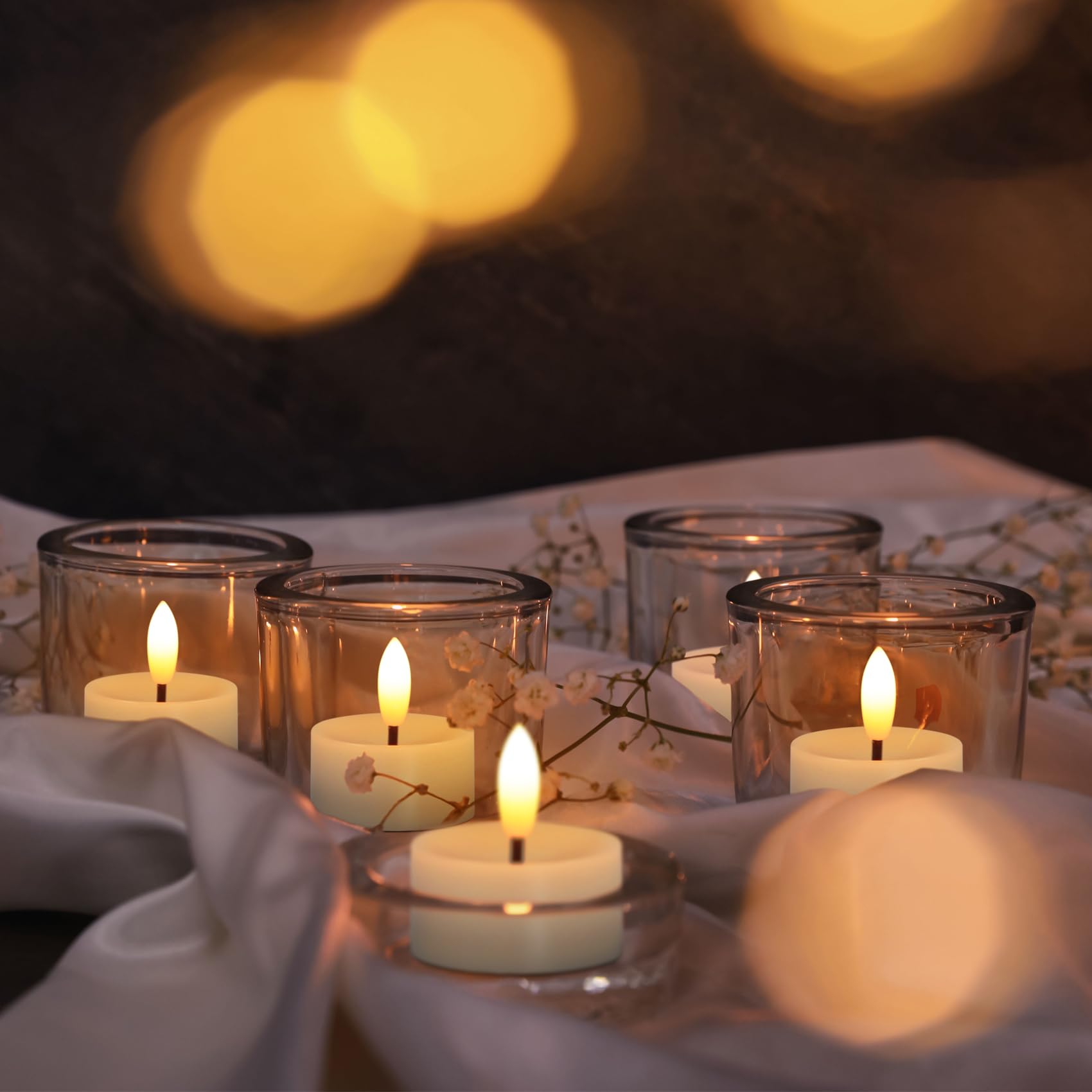 Confezione da 36 lumini a LED senza fiamma, realistici, tremolanti, elettrici, con stoppino 3D, a batteria, per matrimoni, festival, feste, decorazioni per la casa