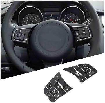 Daeiclru Steering Wheel Button Trim Sticker Compatible with Jaguar XE XEL XF XFL F-PACE E-PACE F-TYPE, Alloy Steering Wheel Button lnner Decoration Cover 10PCS Low-configuration, Black