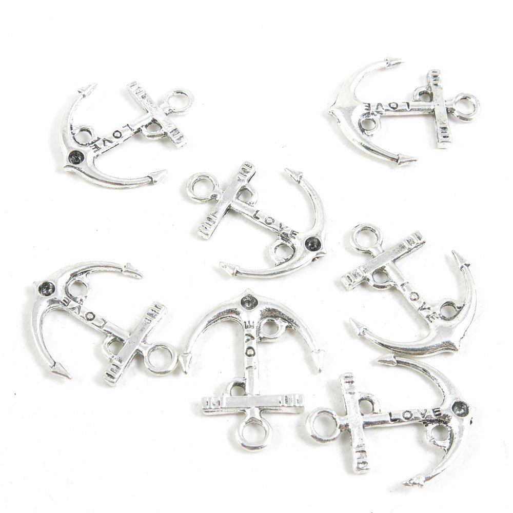 1270 Pieces Antique Silver Tone Jewelry Making Charms Supply Wholesale 90172 Love Boat Anchor