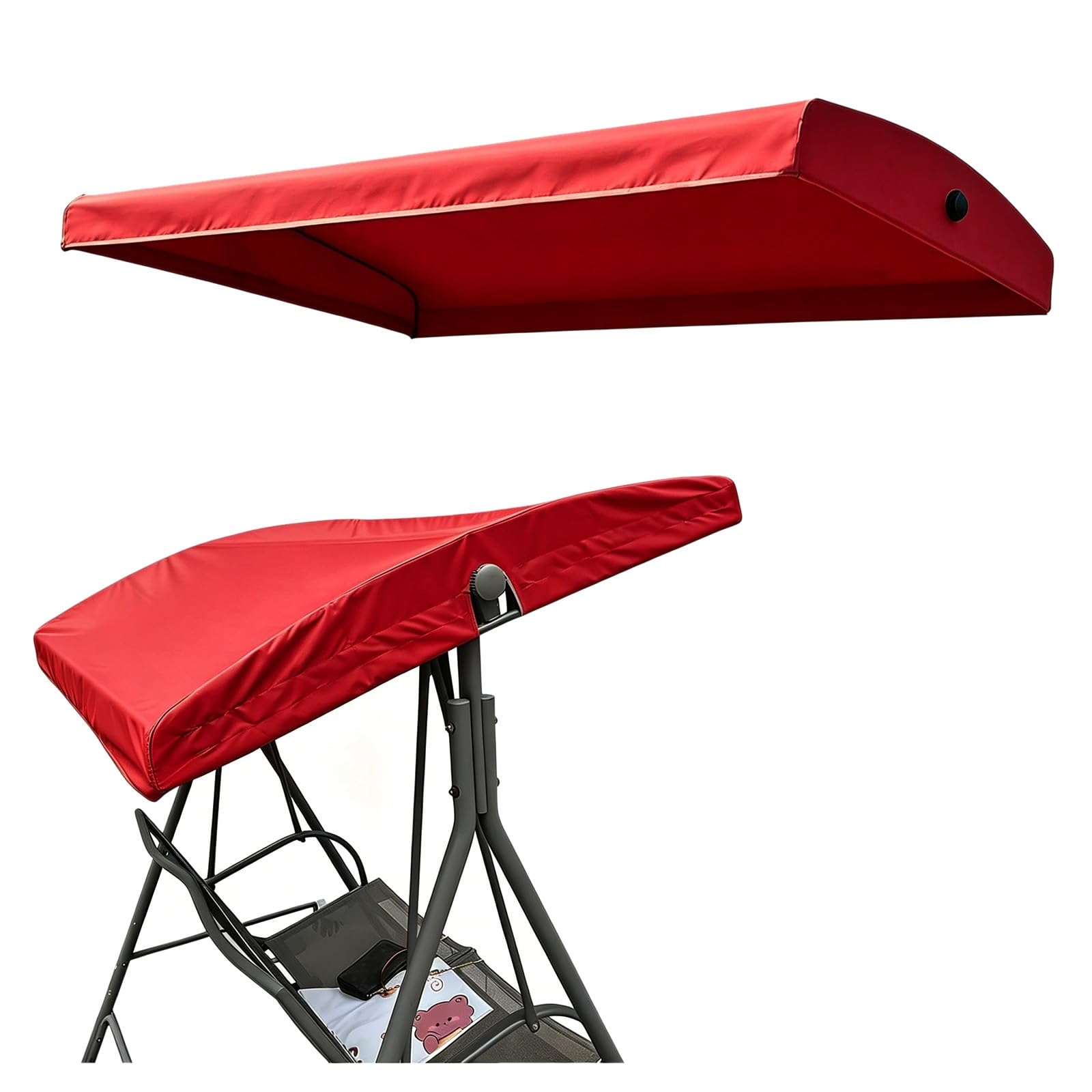 BiSaXieTa Swing Canopy Replacement Cover, Waterproof Oxford Fabric Canopy Replacement Cover for Patio Swing, UV Protection, with Side Grommets(Red,75x47in)